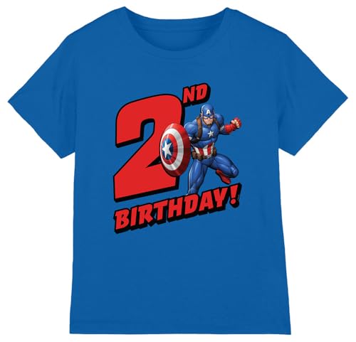 CAPTAIN AMERICA Birthday 2 Unisex Kids T Shirt, Royal, 12-13 Years