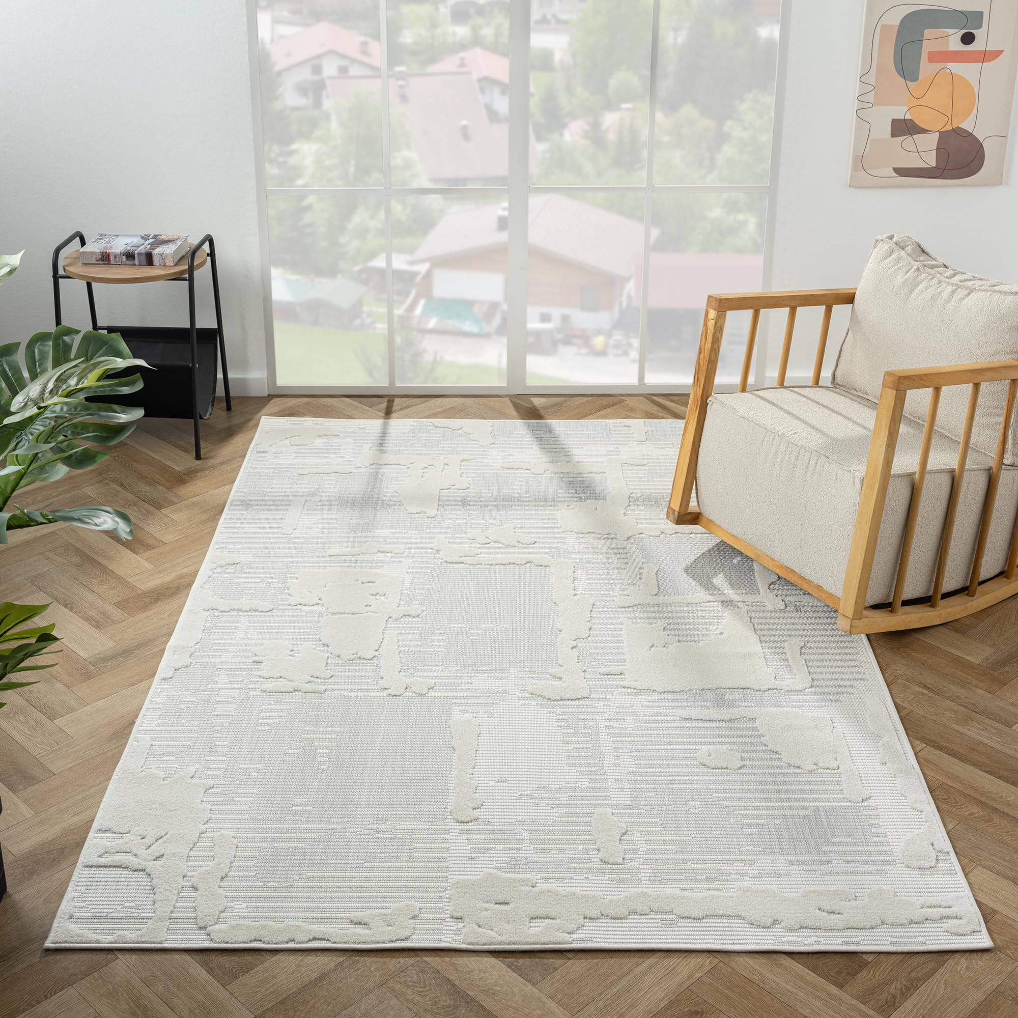 Rugs and More Stella Geo Outdoor Rug - Geometric Garden Rug, Waterproof UV Resistant, Durable Low-Pile Outdoor Play Mat - Ideal for Patio, Deck, Beach, Picnic, Camping (Geo Grey - 160x230cm)