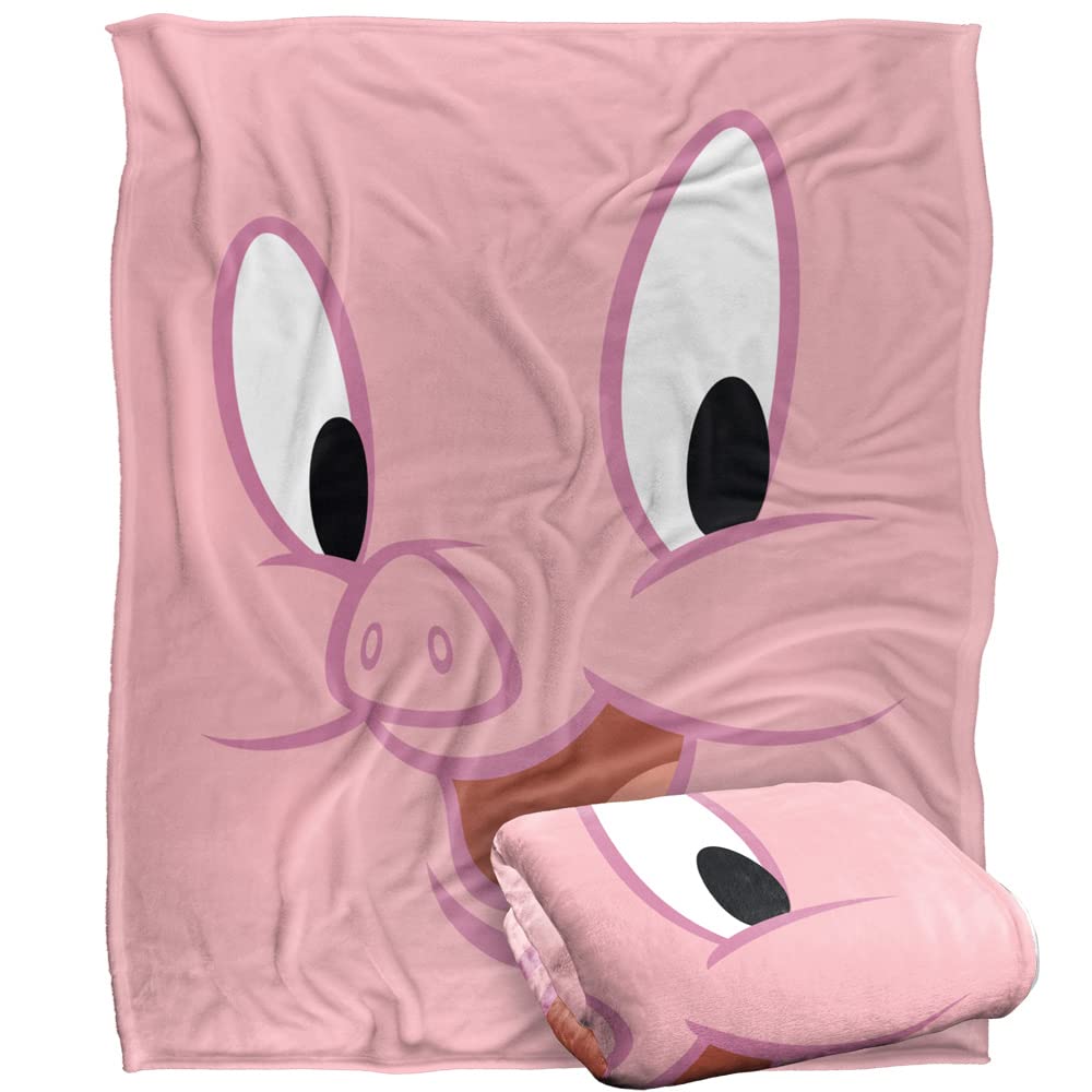 LOONEY TUNES Blanket, 152 x 127 cm, Porky Face Silky Touch Super Soft Throw