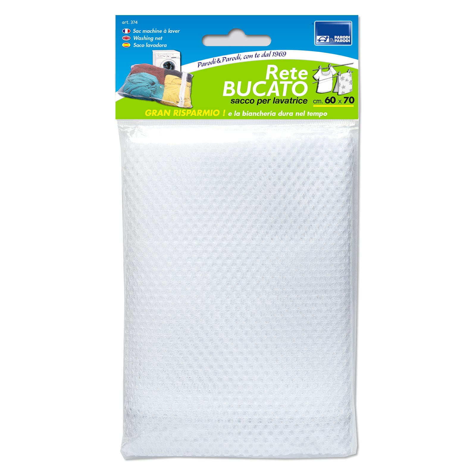 PARODI & PARODI - Der Wäschebeutel mit Reißverschluss, Wäschebeutel zum Schutz der Wäsche, Netzbeutel für Waschmaschine, ideal zum Waschen von Kleidung, Strumpfhosen, Socken, Unterwäsche, 60 x 70 cm