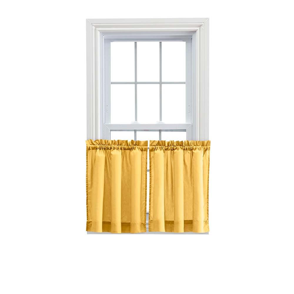 Ellis Curtain Stacey Tailored Tier Pair Curtains, 56" x 36", Yellow