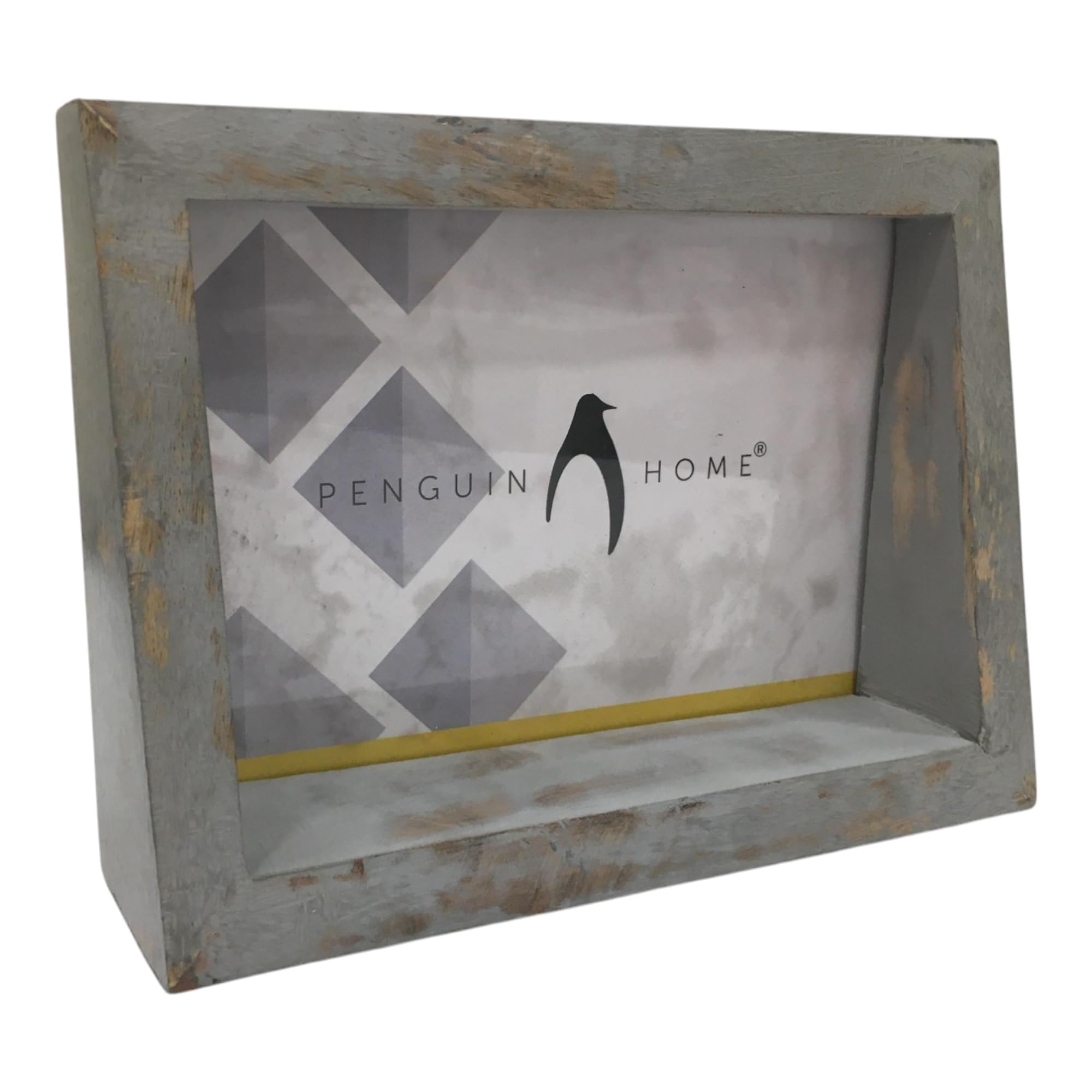 Penguin Home Mangowood Horizontal Photo Frame 5"X7" (12 X 17 CM) - Dark Grey Distress Finish, Rustic Vintage Style, Handcrafted Wooden Picture Frame for Wall or Tabletop, Ideal for Home Decor, Gifts