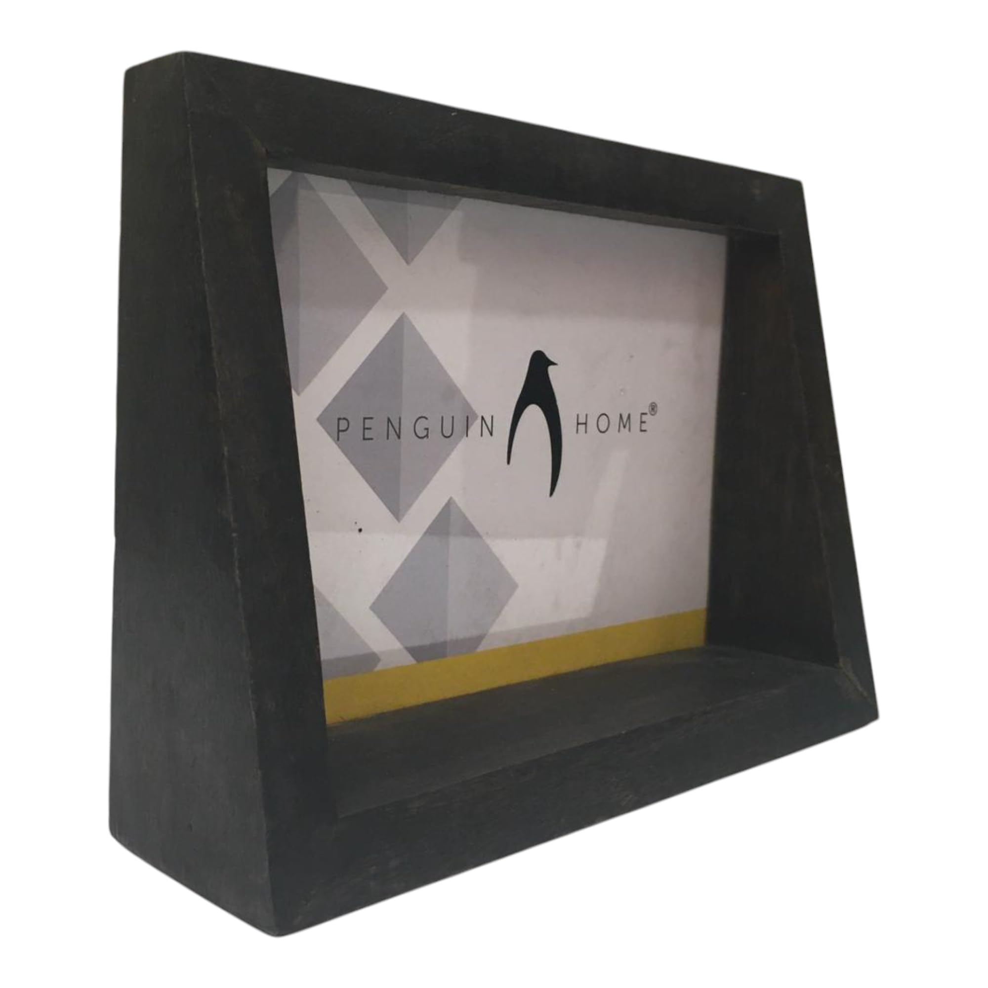 Penguin Home Mangowood Horizontal Photo Frame 5"X7" (12 X 17 CM) - Black Distress Finish, Rustic Vintage Style, Handcrafted Wooden Picture Frame for Wall or Tabletop, Ideal for Home Decor, Gifts