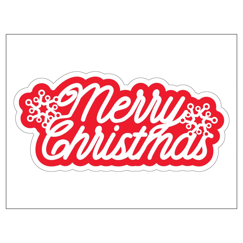 VSafety Christmas Window Sticker, Merry Christmas Sign, Red, Vinyl, Traditional Style, Window Decal, 340 x 450 mm
