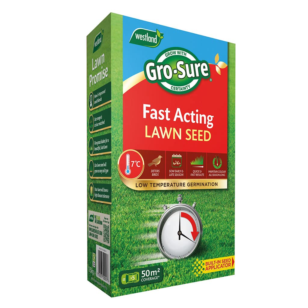 Gro-Sure Fast Acting Grass Lawn Seed, 50 m2, 1.5 kg, Blue,Green