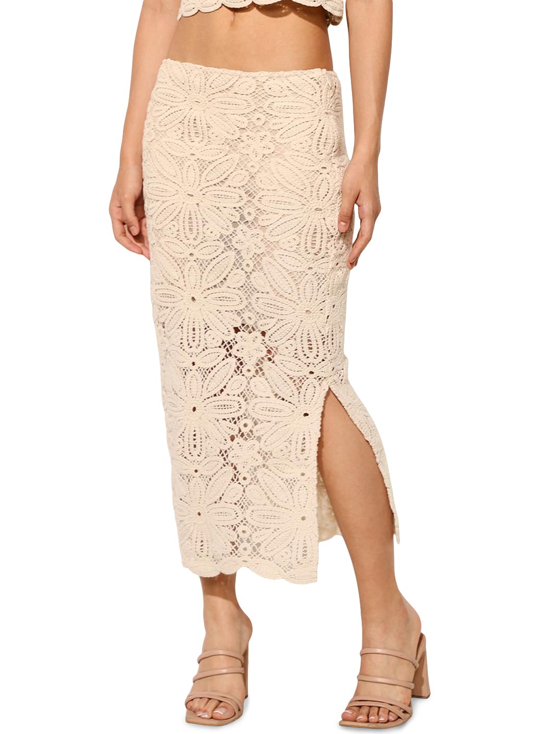 ONLY Onlalberte Mw Long Skirt WVN, Sheer Pink, L