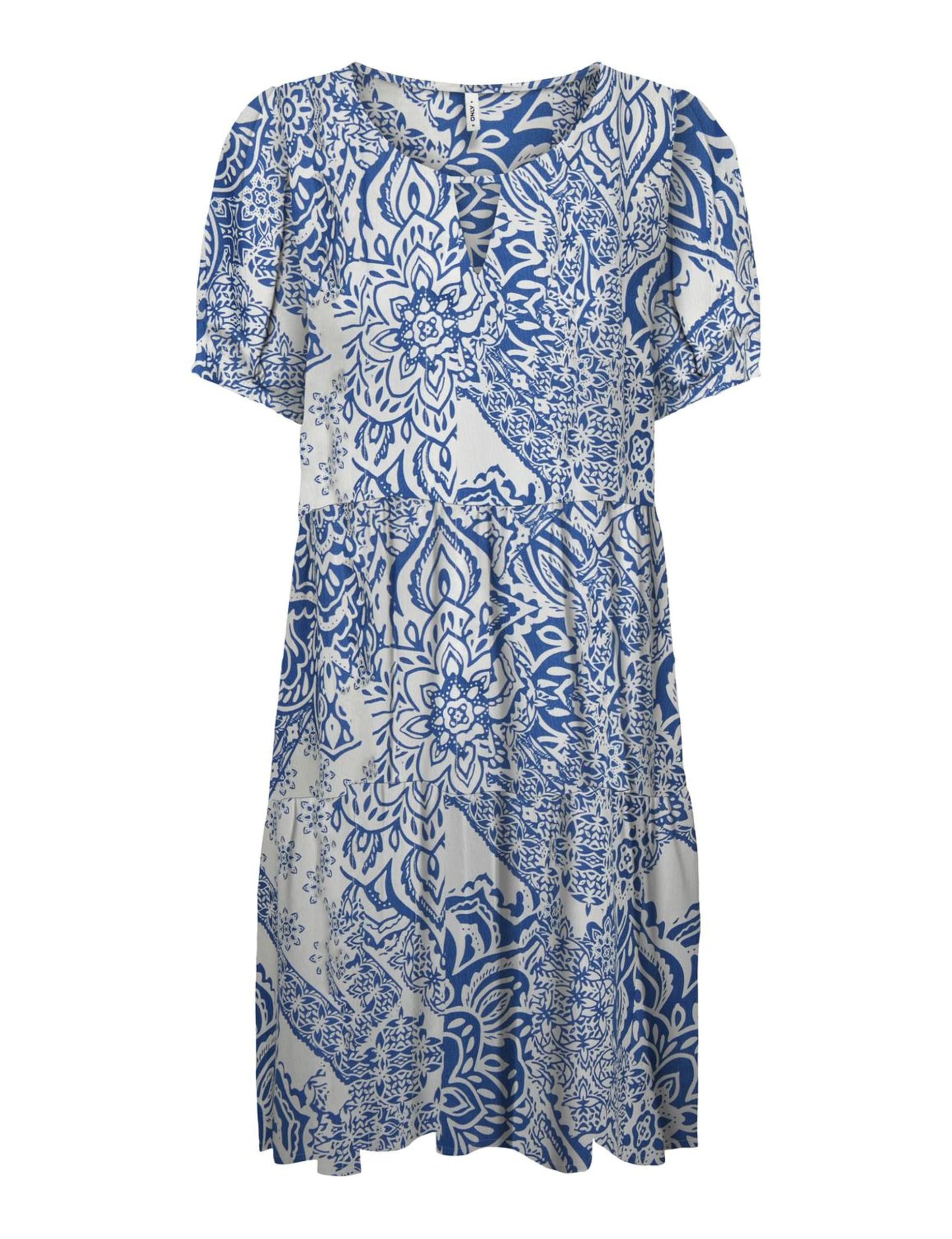 ONLY Women's Onlnova Life Vis Thea Kh Dress AOP, Mazarin Blue, S