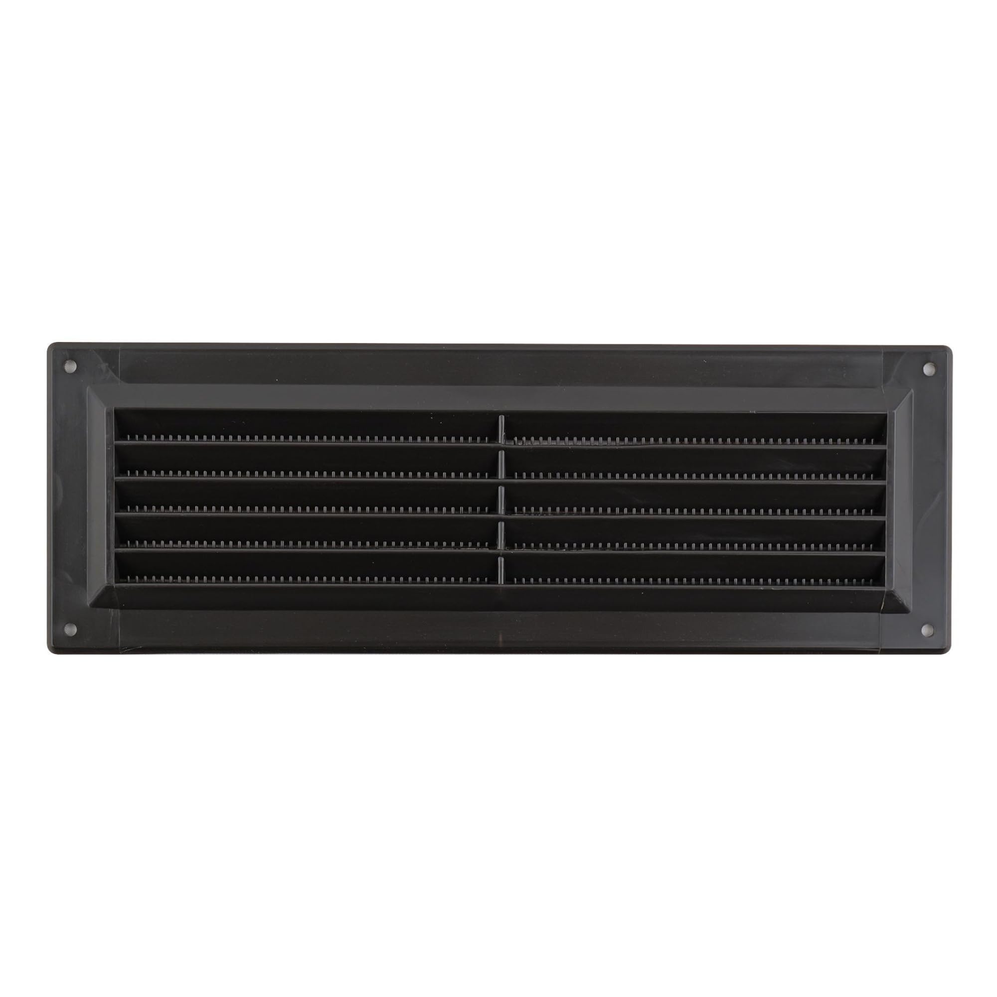 Map Louvre Vent Cover 9 x 3 (229mm x 76mm), Fixed Plastic Grille with Flyscreen to Cover Single Brick, Dark Brown