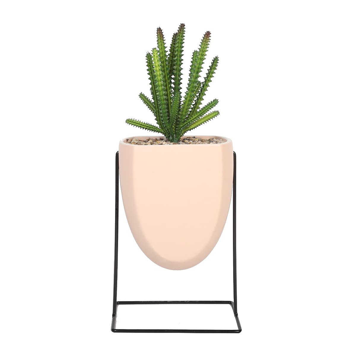 Sleepdown Halo Green Leaf Pink Stand Artificial Faux Plant for Home Office Bathroom Decor Indoor Decoration Aesthetics, Medium