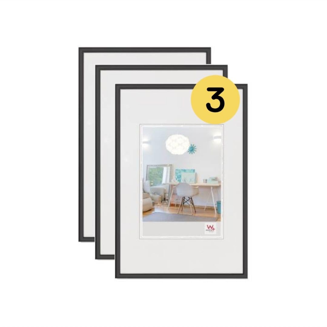 walther Design Picture Frame Black 40 x 60 cm 3-Pack, New Lifestyle Plastic Frame KV460B3
