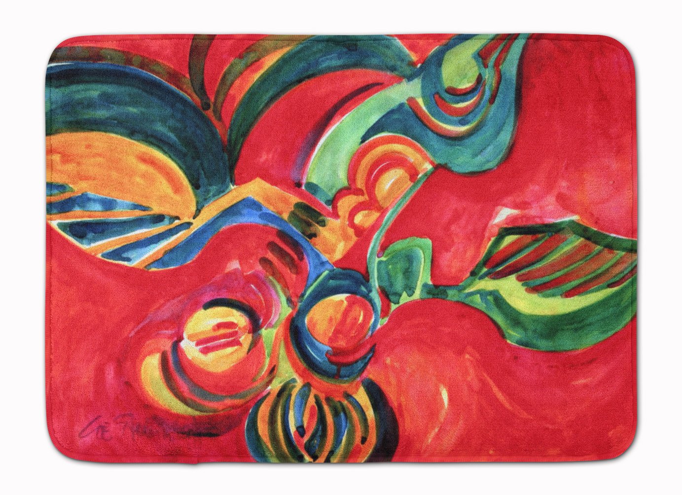 Caroline's Treasures Red Flowers and Berries Floor Mat, Fabric, Multi Color, 19" x 27"