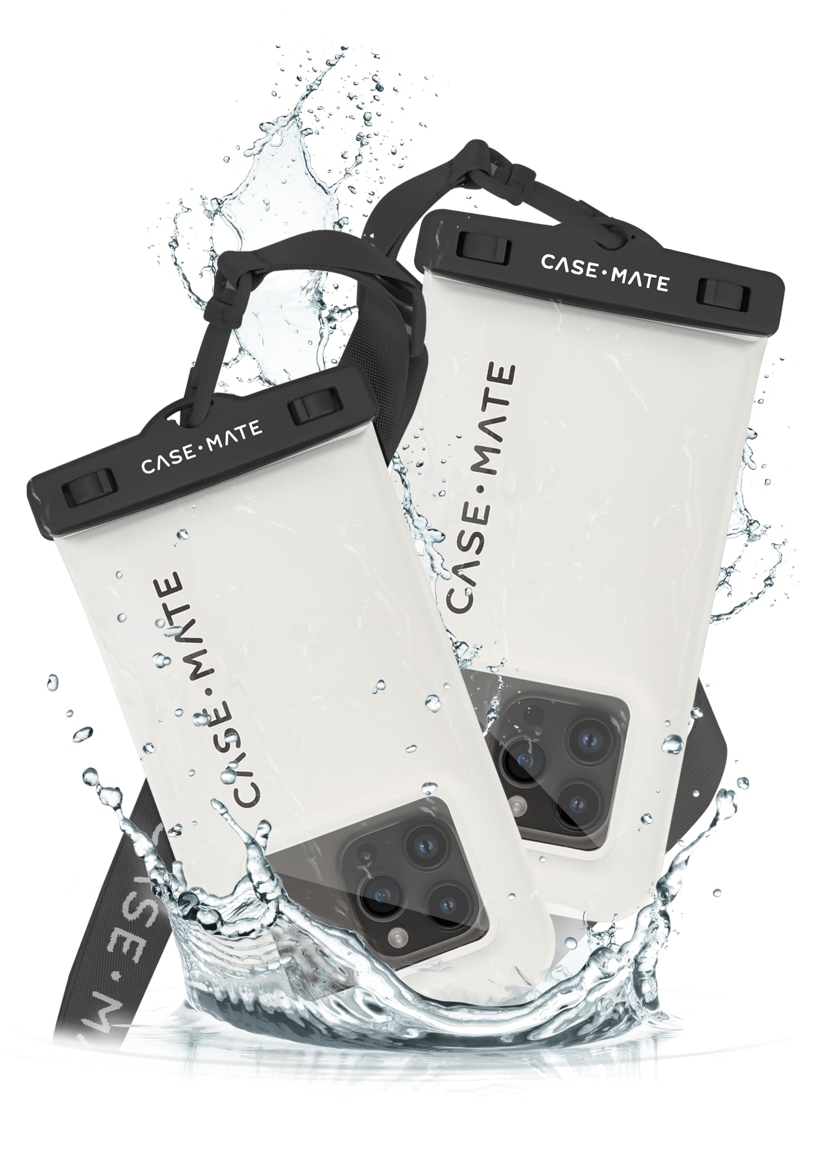 Case-Mate - IP68 Waterproof Phone Pouch/Case [Touchscreen Compatible] - Floating Phone Case w/Crossbody Lanyard for iPhone 15 Pro Max/ 14 Pro Max/ 13 Pro Max/ S24 Ultra - Sand Dollar - 2 Pack