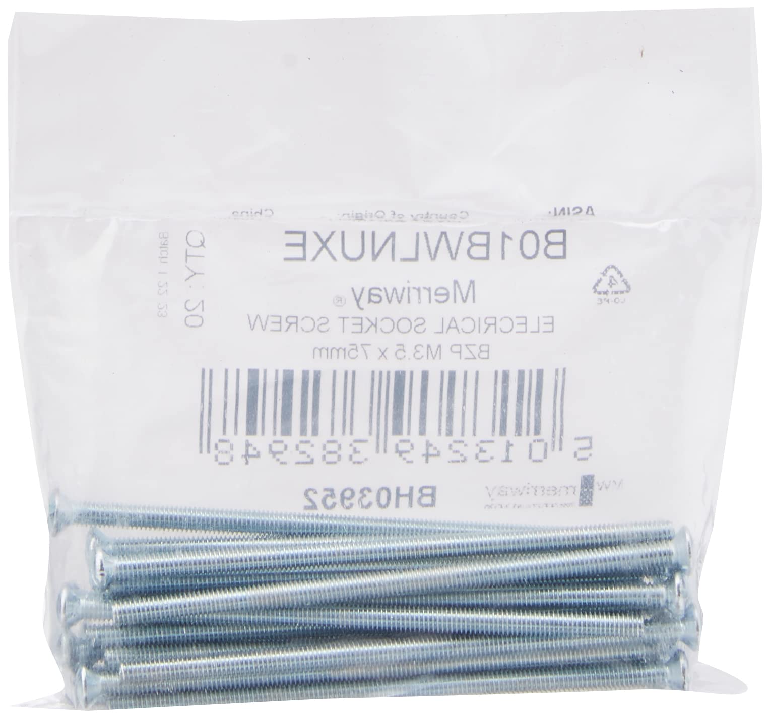 Merriway BH03952 (20 Pcs) M3.5 x 75mm 3 inch BZP Raised CSK Electrical Plug Socket Switch MachineScrew - Pack of 20 Pieces