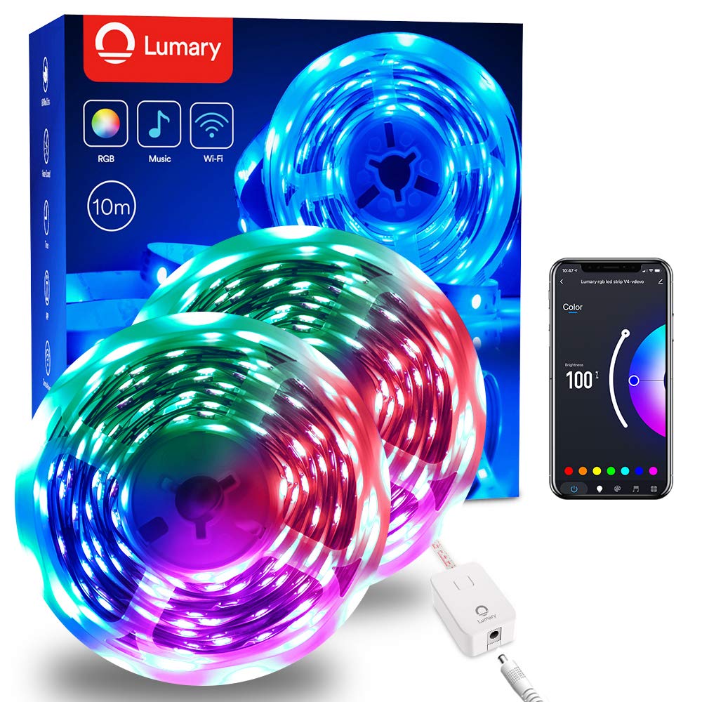 Lumary 10M LED Alexa Strip Lights, Smart Wi-Fi APP Control, 12V Low Voltage SMD 5050 RGB Multicolour Changing LED Strip 2700-6000K, Compatible with Alexa, Google for Home TV Christmas Party DIY