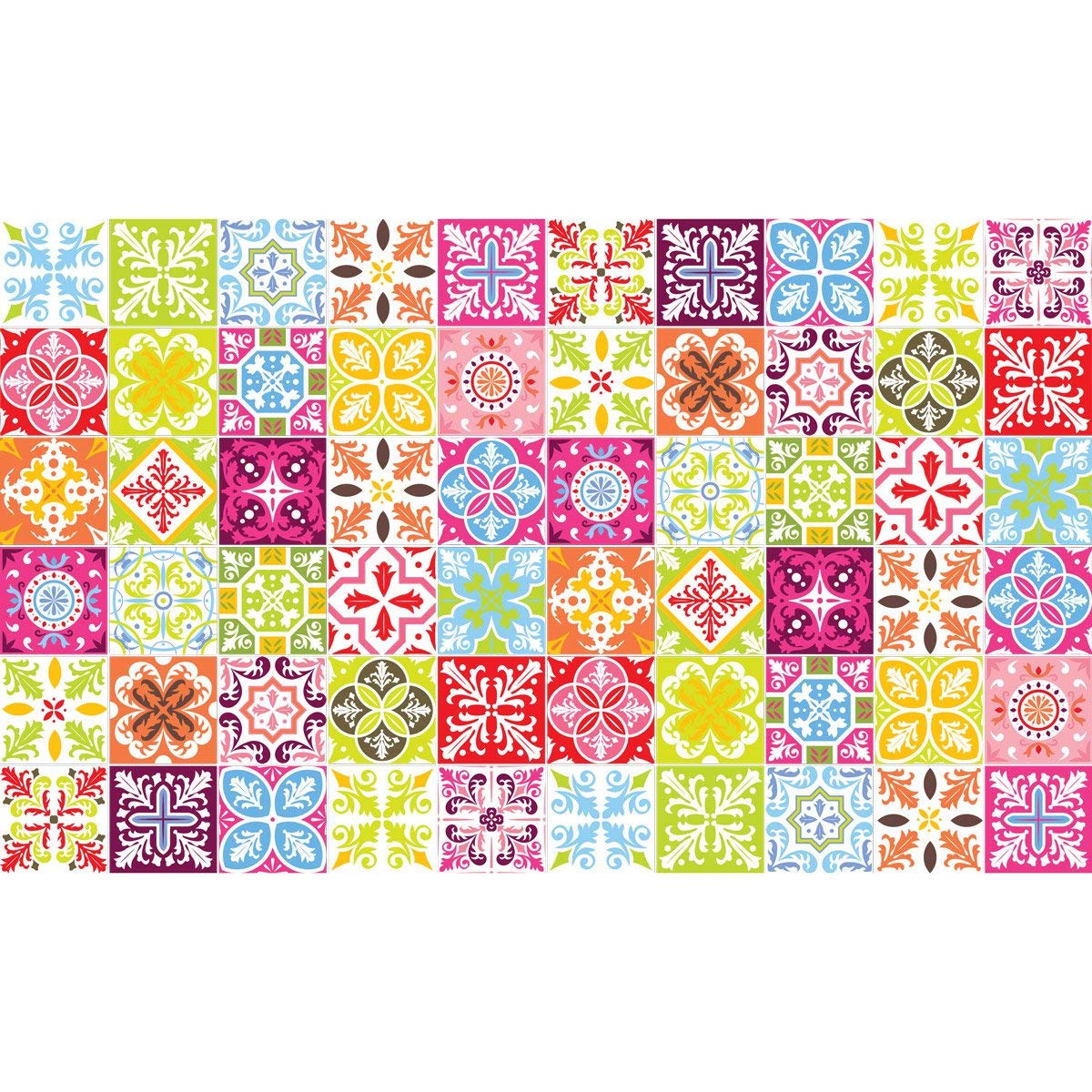 Pack of 60 Tile Stickers| Self-adhesive decorative wall decal cement tile - Mosaic tile wall decal bathroom and kitchen | Cement Tile wall stickers - azulejos - 15 x 15 cm 60 pieces