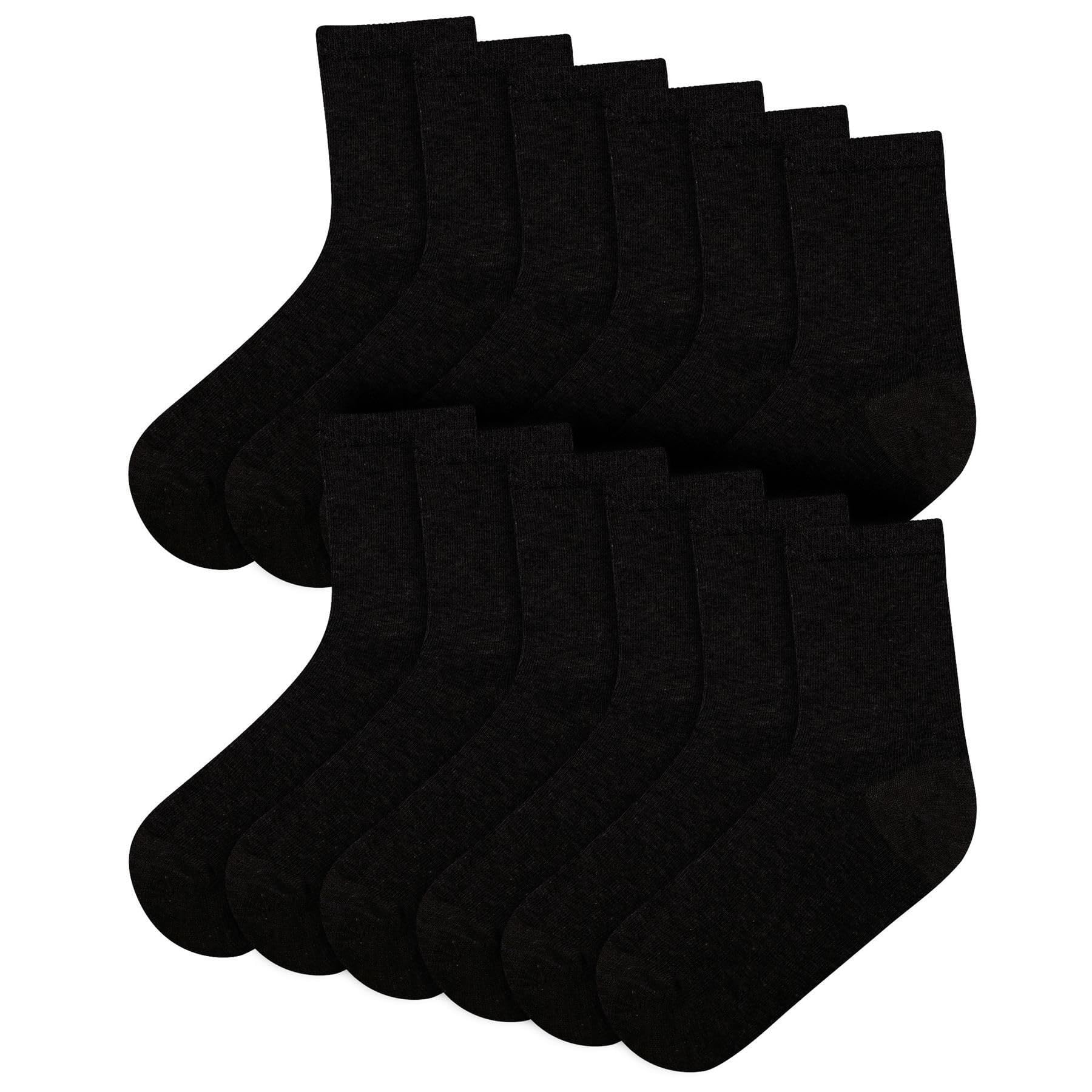 A2Z 4 Kids Boys Girls Children Kids Back to School Cotton Rich Plain Ankle - Socks 970 6 Pack Black 6-9