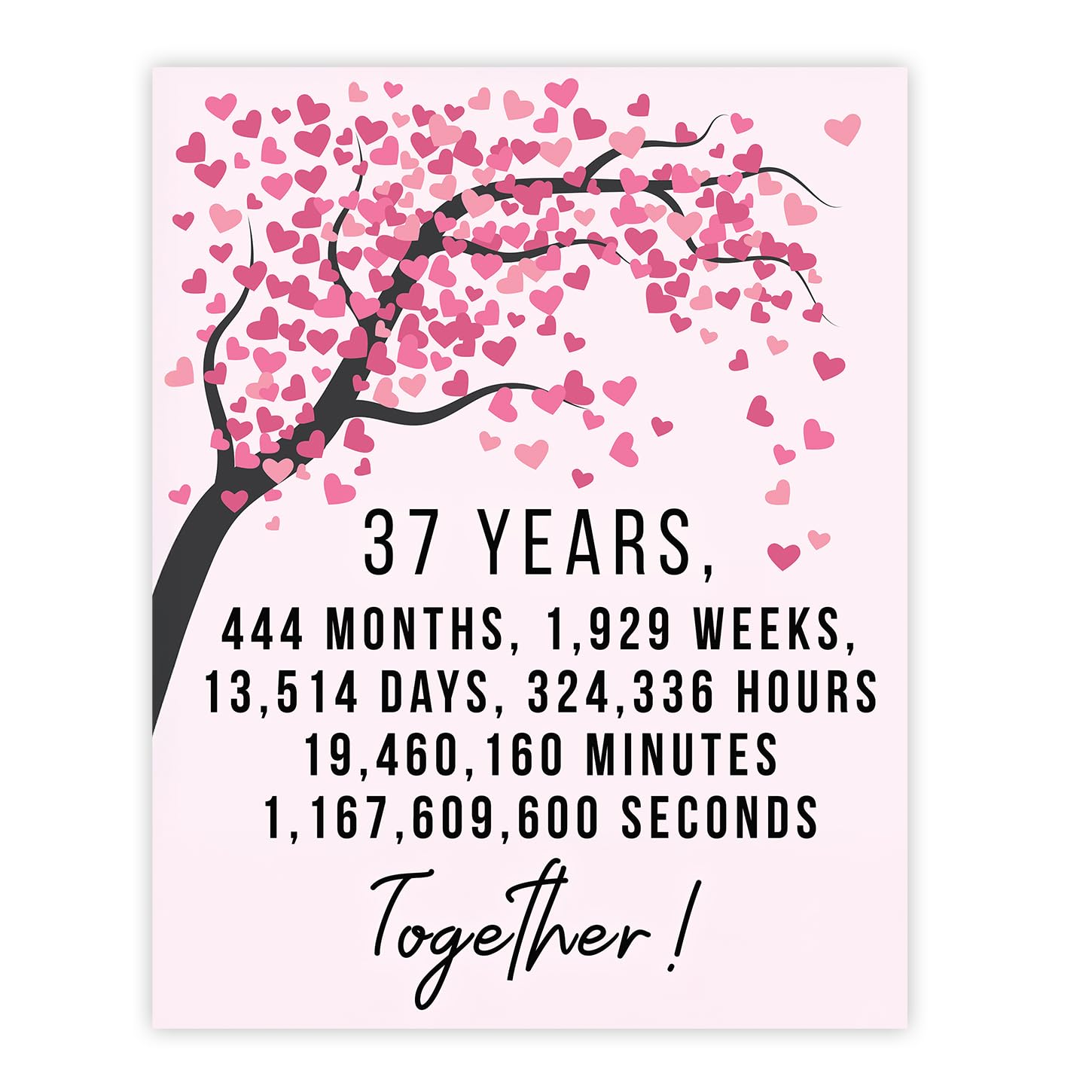 Stuff4 37th Anniversary Poster Unframed - 37 Years 444 Months - Happy 37th Wedding Anniversary Cute Gifts for Boyfriend Girlfriend Husband Companion Wife Partner, 8x10 Inch Anniversaries Posters