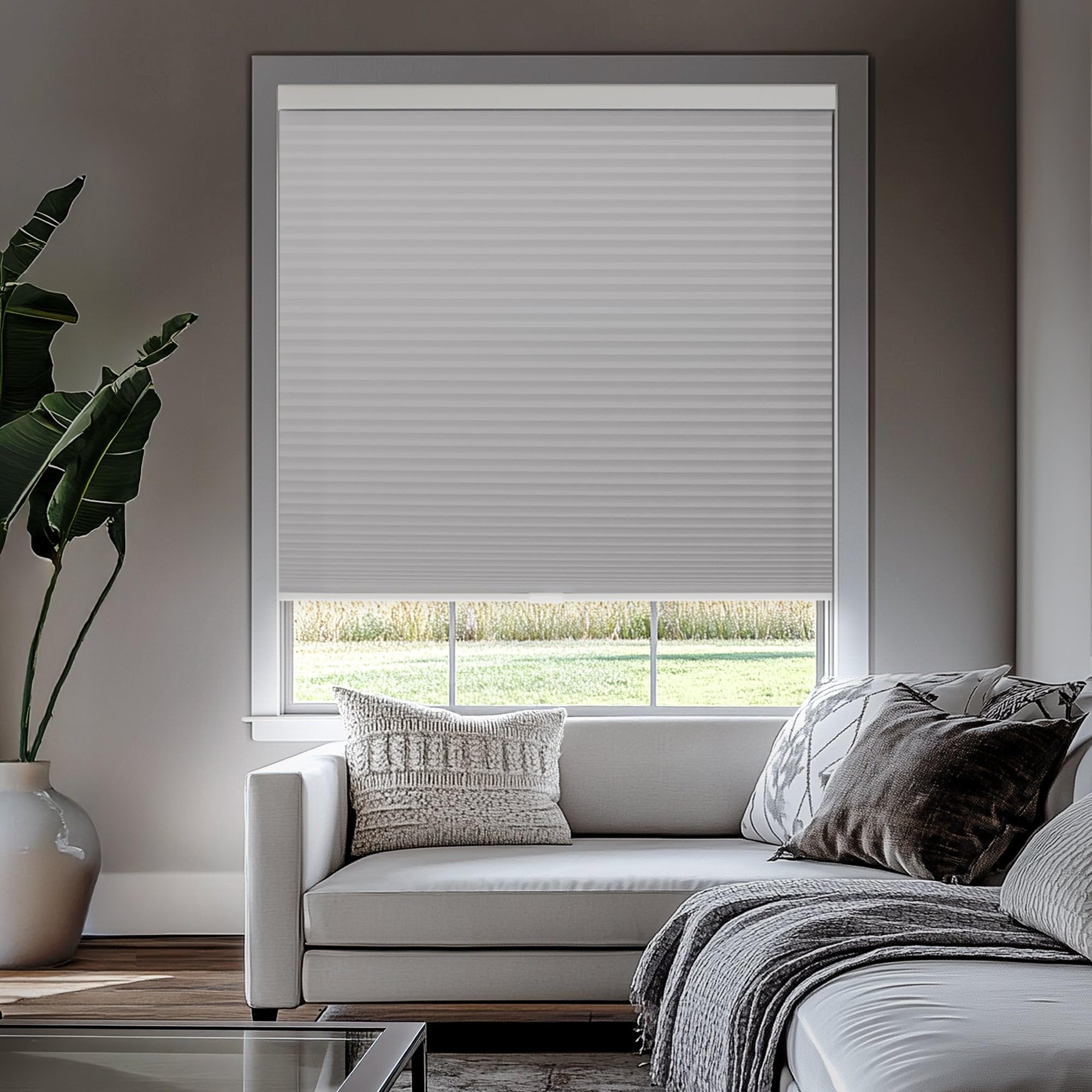 CHICOLOGY Cordless Cellular Shades Privacy Single Cell Window Blind, 27"W X 48"H, Evening Mist