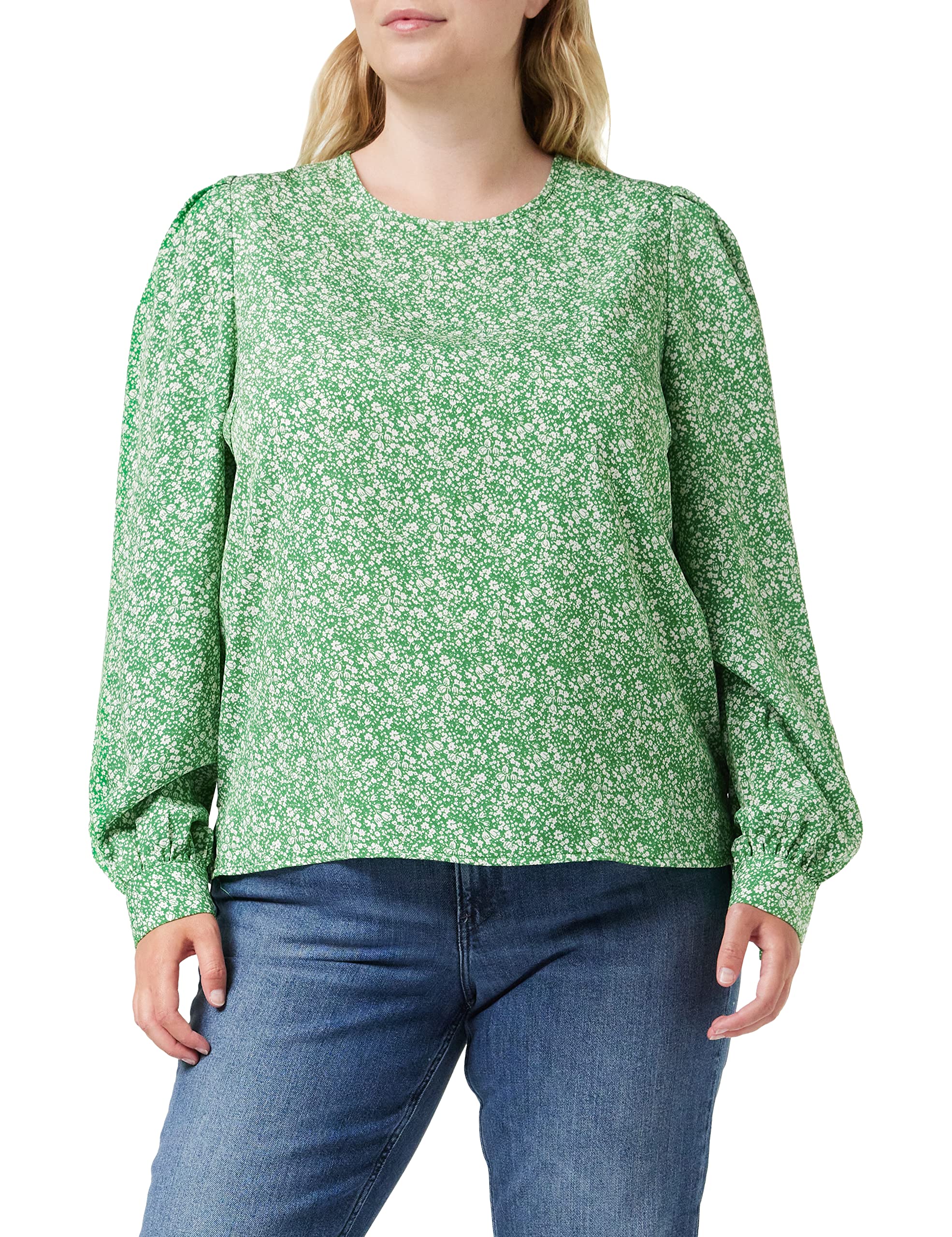 Louche Lima Shirt in Micro Flower Print, Green, Size 10