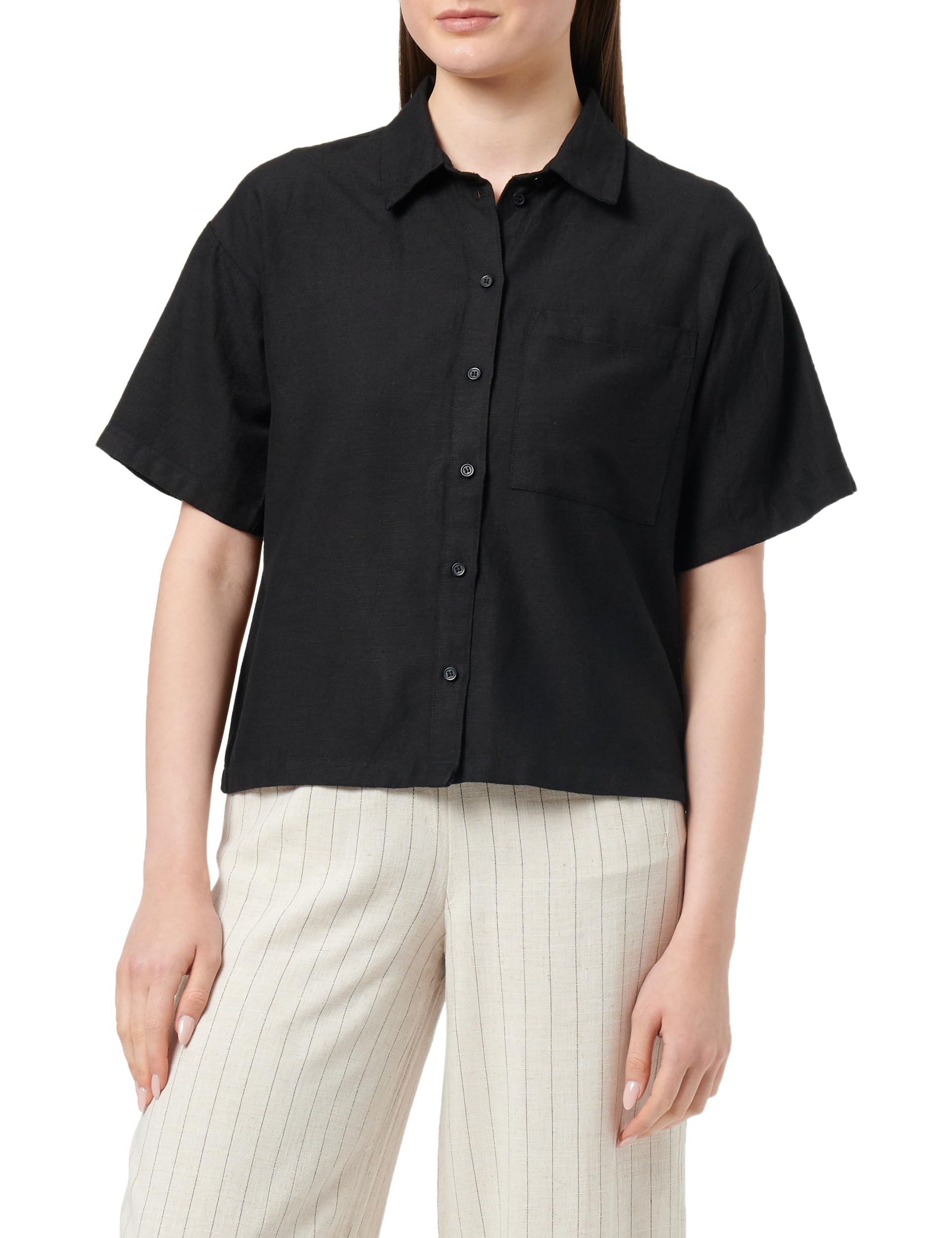 PIECES Pcmilano Ss Shirt, Black, S
