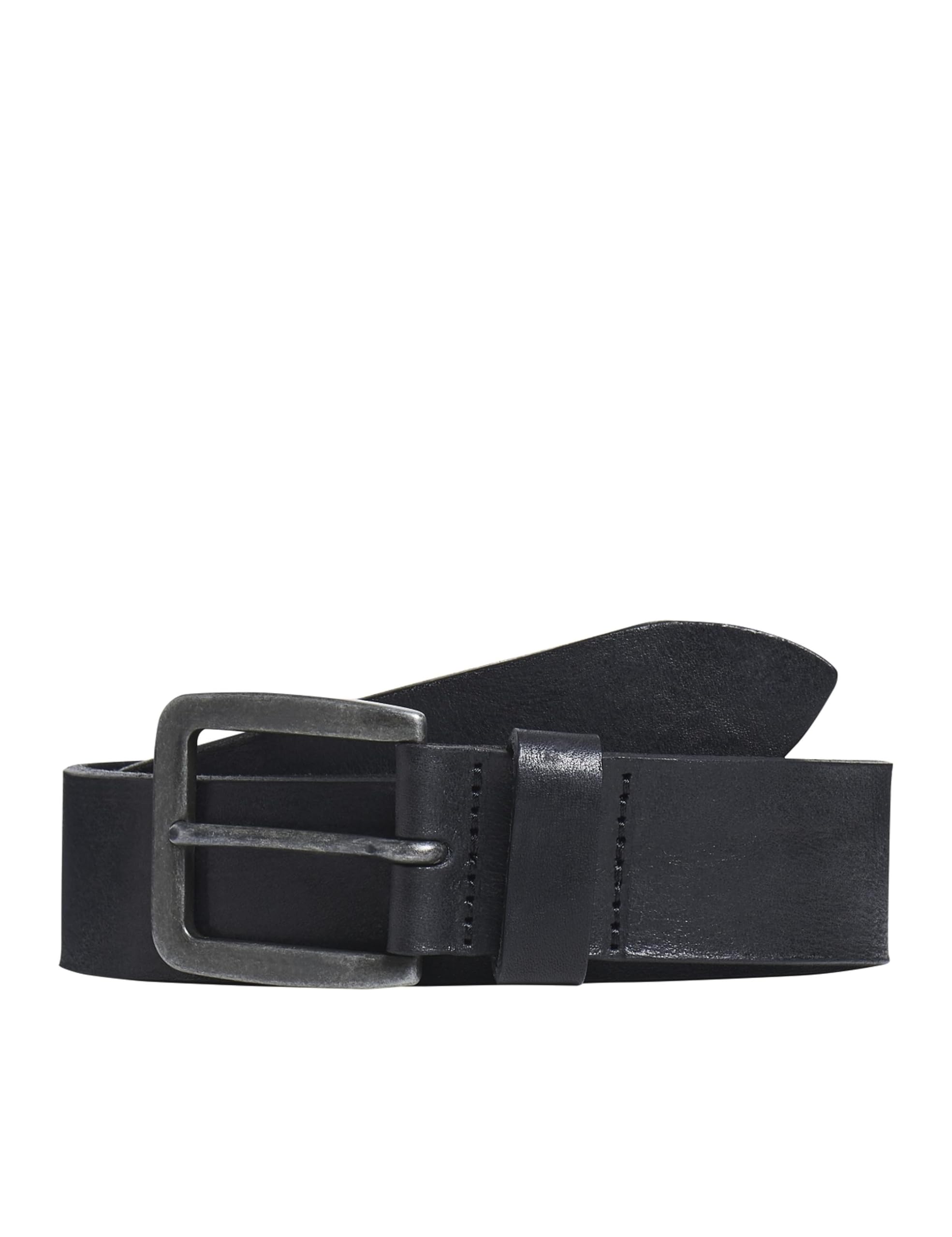 JACK & JONES NOS Men's Jacvictor Leather Belt Noos Belt, Black (Black Black), 36 (Manufacturer size: 80)