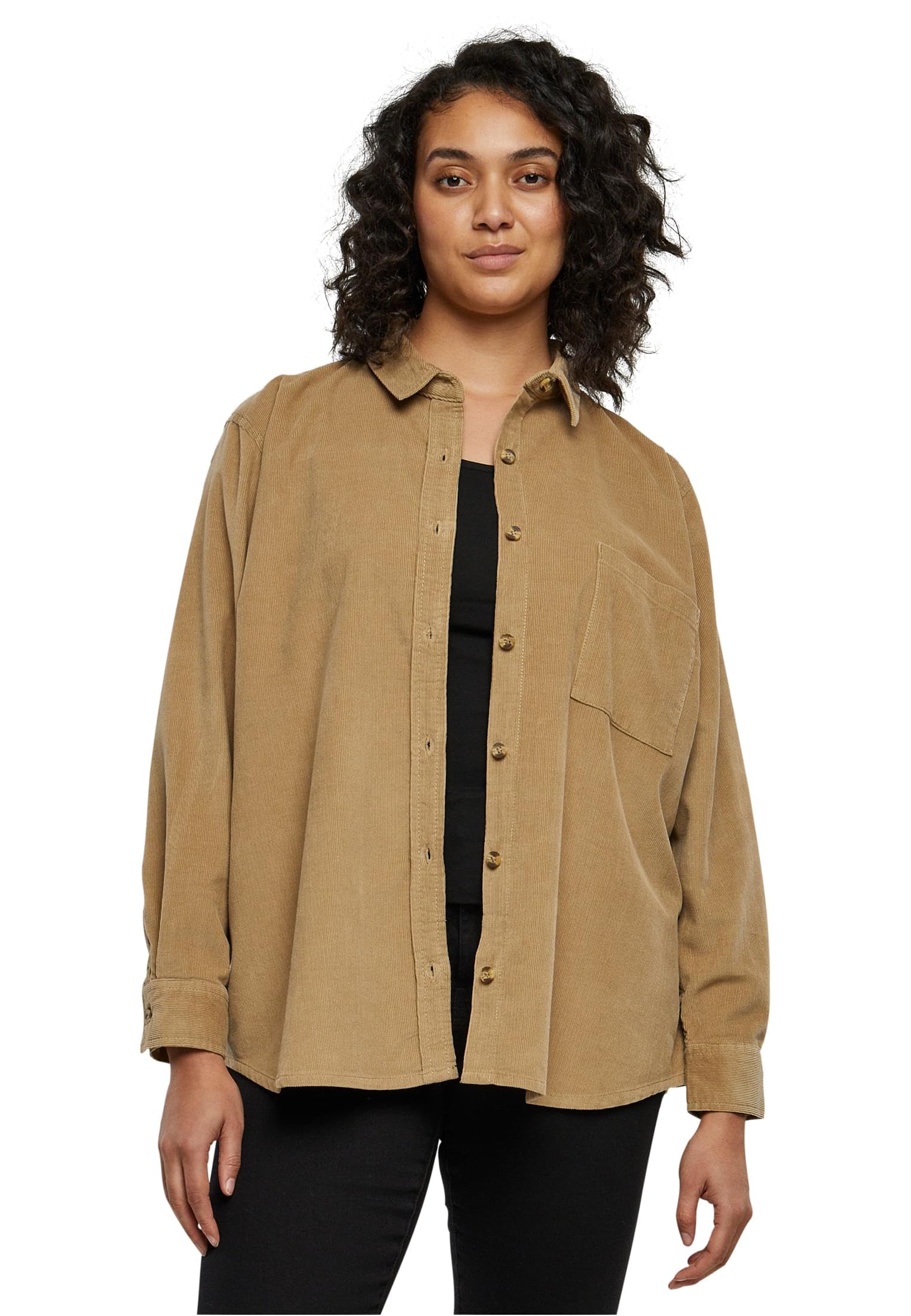 Urban Classics Women's Ladies Corduroy Oversized Shirt, Warmsand, XXXL
