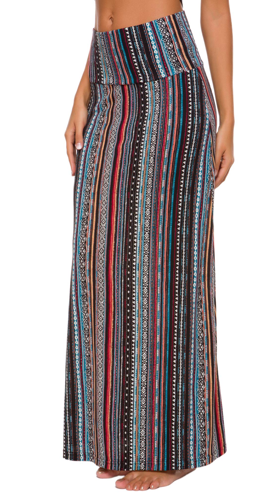 Urban Coco Women's Stylish Spandex Comfy Fold-Over Flare Long Maxi Skirt, #6, XX-Large