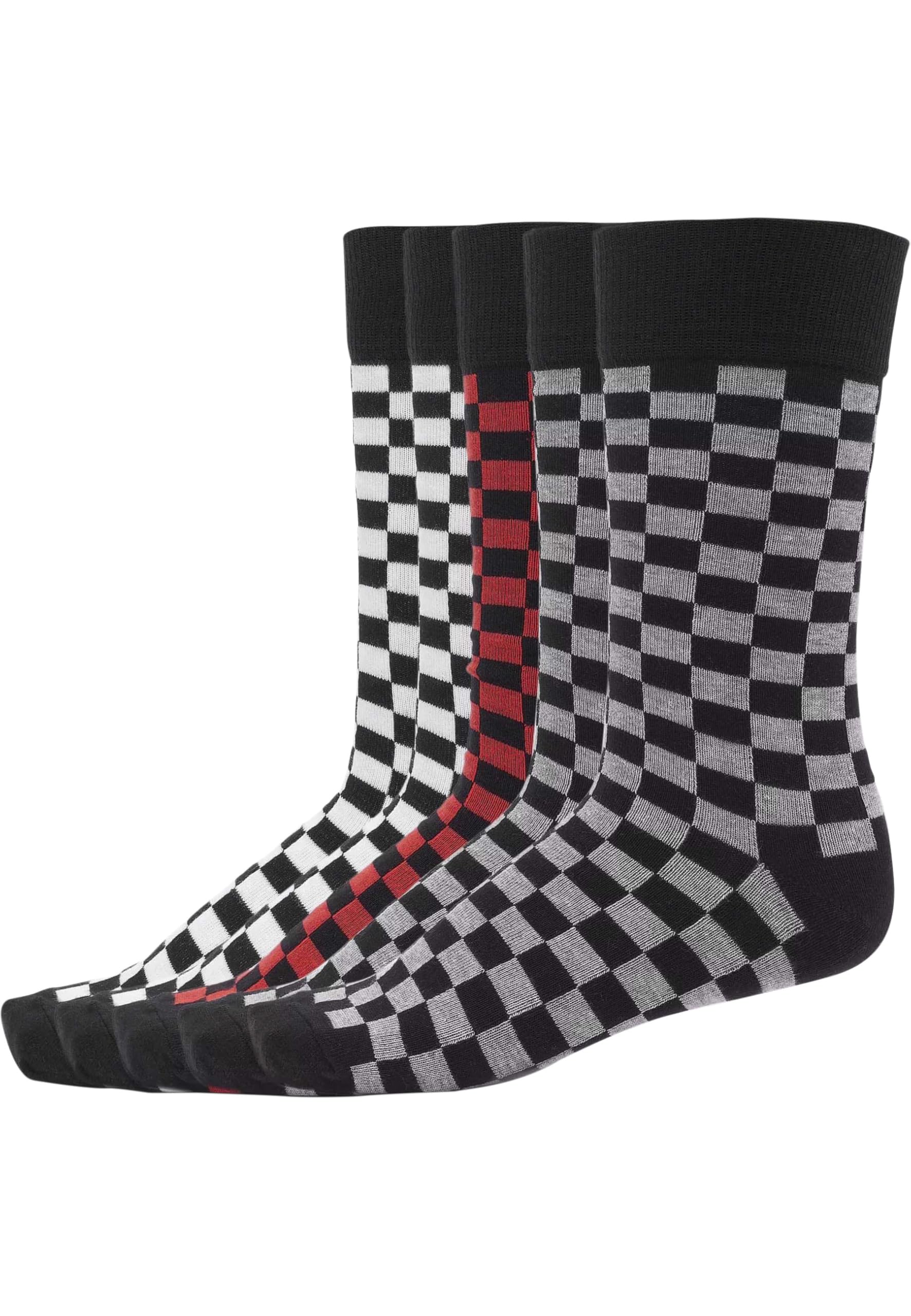 Urban Classics Check Socks 5-Pack Unisex Socks Grey/White/red EU 43-46