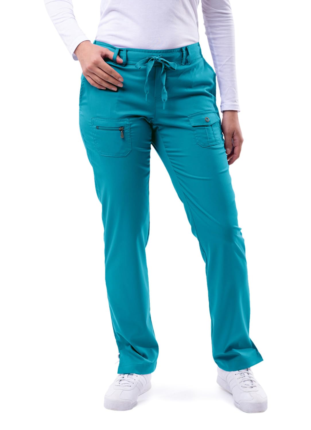 Adar Pro Scrubs for Women - Skinny Leg Yoga Scrub Pants - P4100T - Teal Blue - 2X