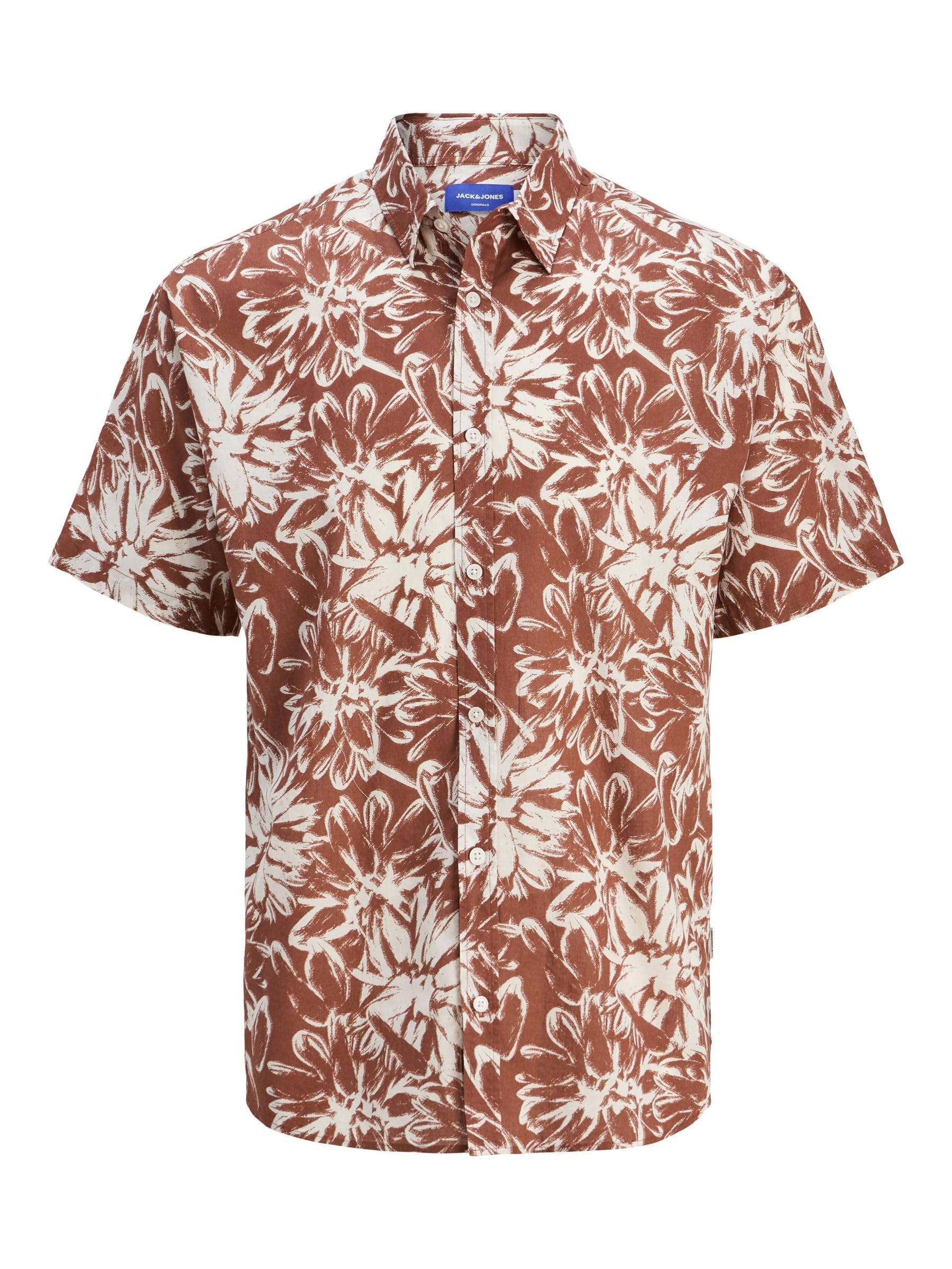 Jack & Jones Men's Jorjoshua Split AOP Shirt SS, Arabian Spice, S