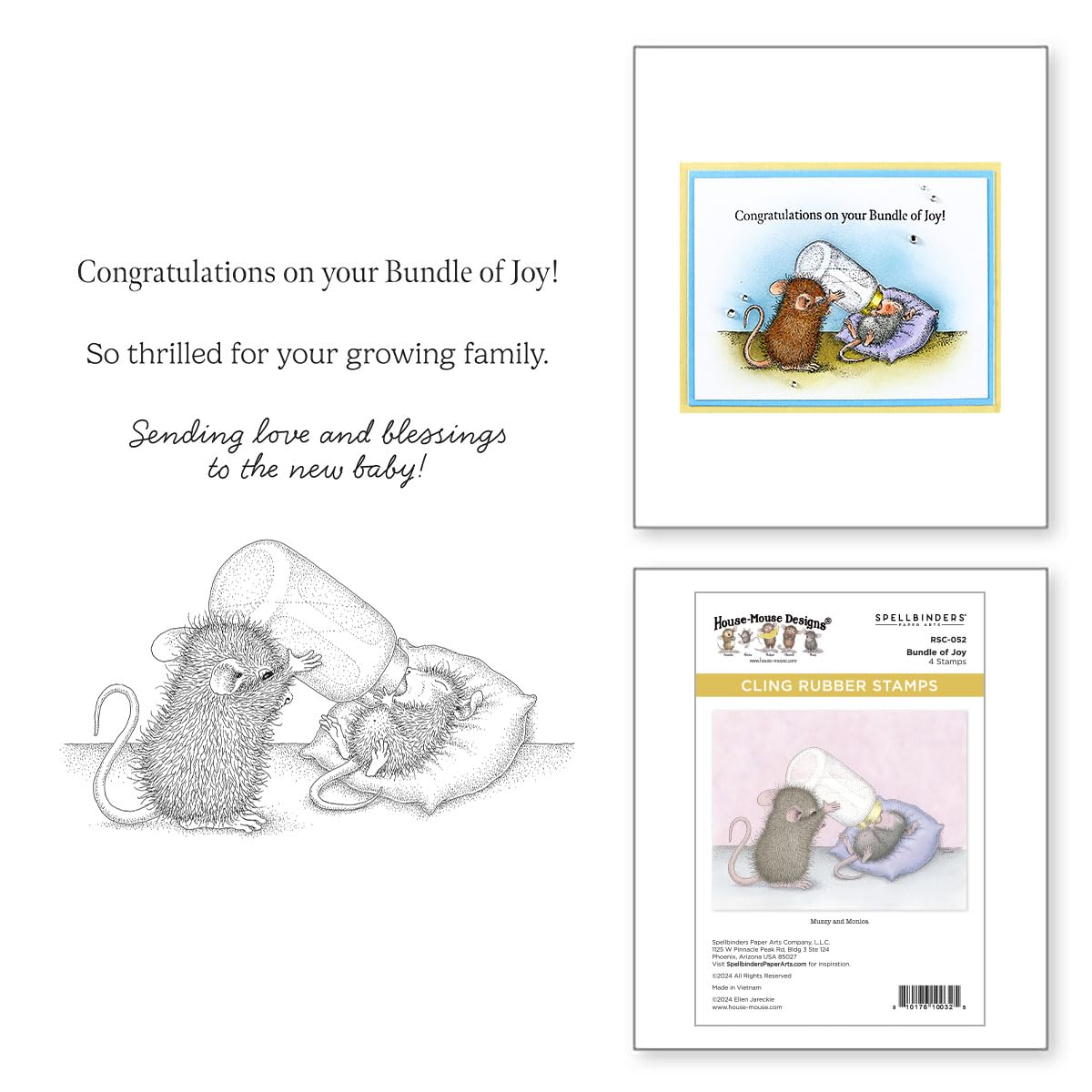 Spellbinders Bundle of Joy Cling Rubber Stamp Set from The House-Mouse Creative Day Collection