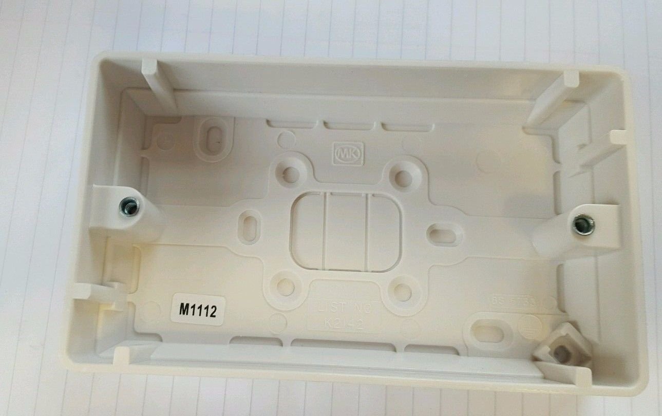 MK K2142WHI Logic Plus White Moulded 2 Gang Surface Mounting Box With Knockouts 30mm