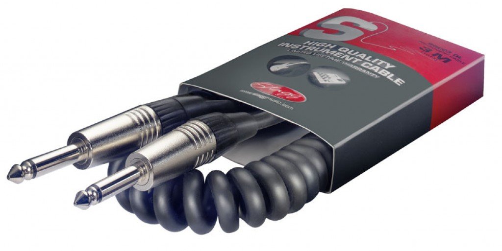 Stagg 10ft. S-Series, phone-plug/phone-plug, standard Instrument coiled cable