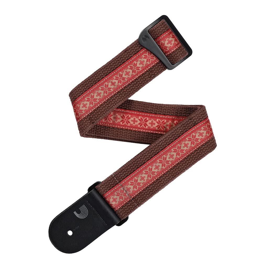 D'Addario Accessories Guitar Strap - Deluxe Cotton Guitar Strap, Brown