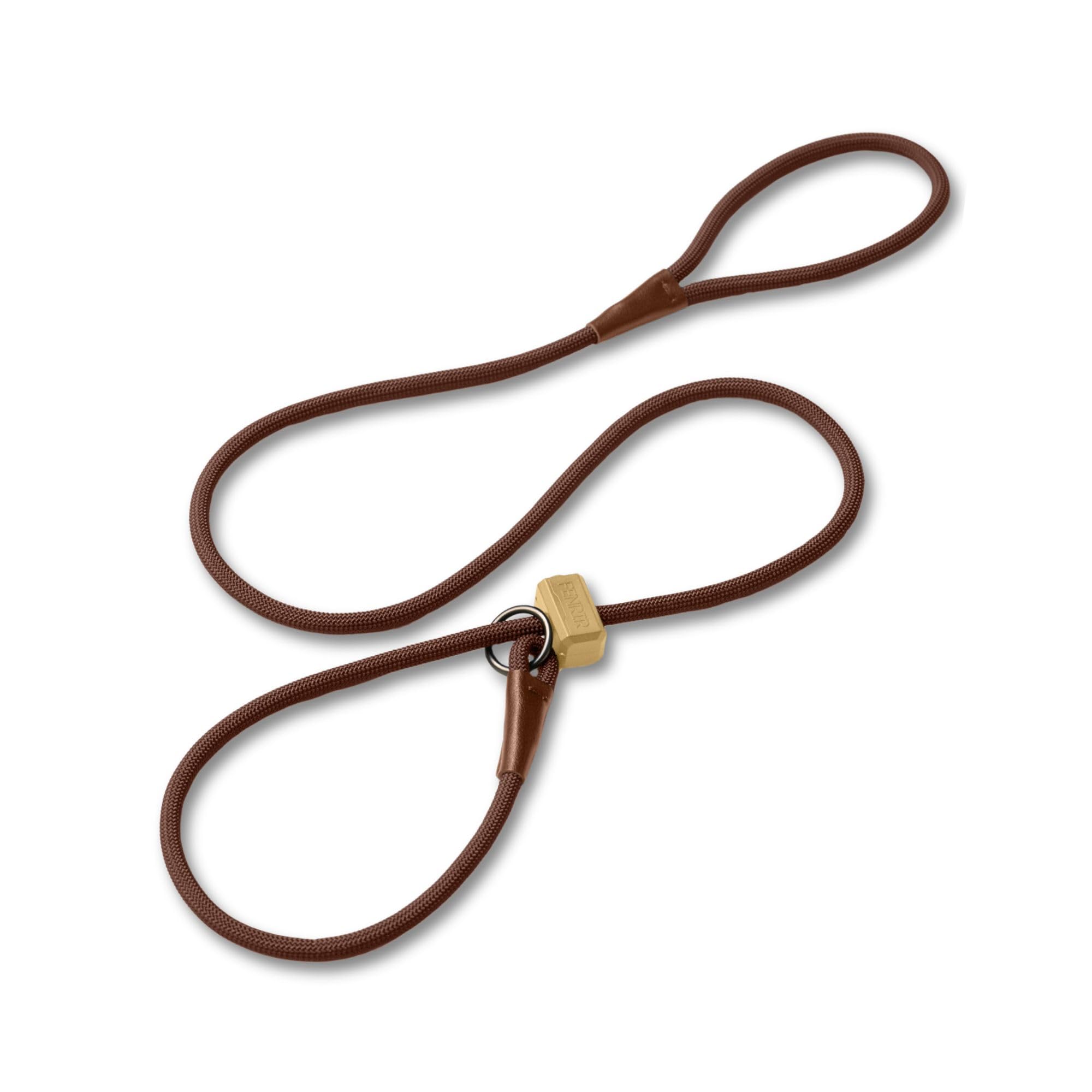 Fenrir Slip Leash 1.4m Professional Dog Training Lead To Stop Pulling, Perfect For Walks, Easy To Use, Spring Loaded Stopper, Light Weight And Durable (Brown)
