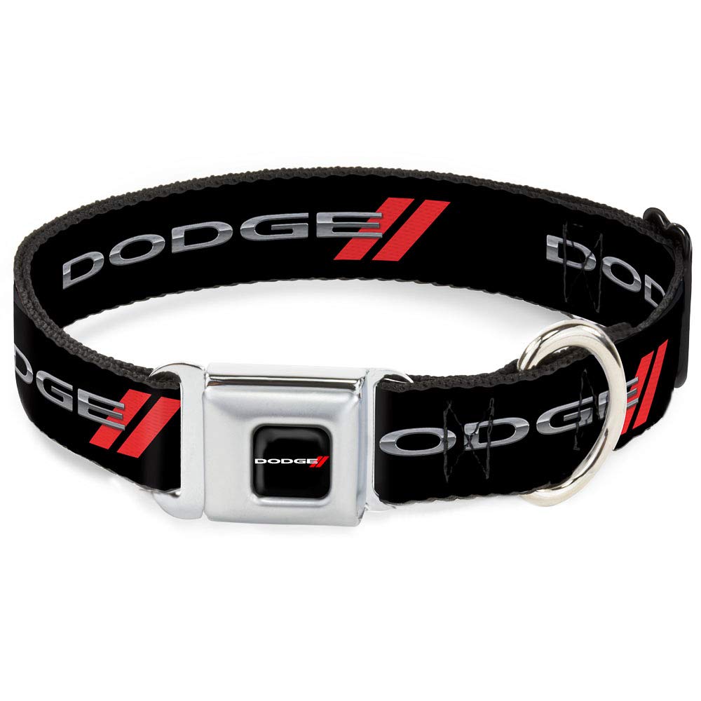 Buckle-Down Seatbelt Buckle Dog Collar - Dodge Red Rhombus REPEAT - 1" Wide - Fits 15-26" Neck - Large