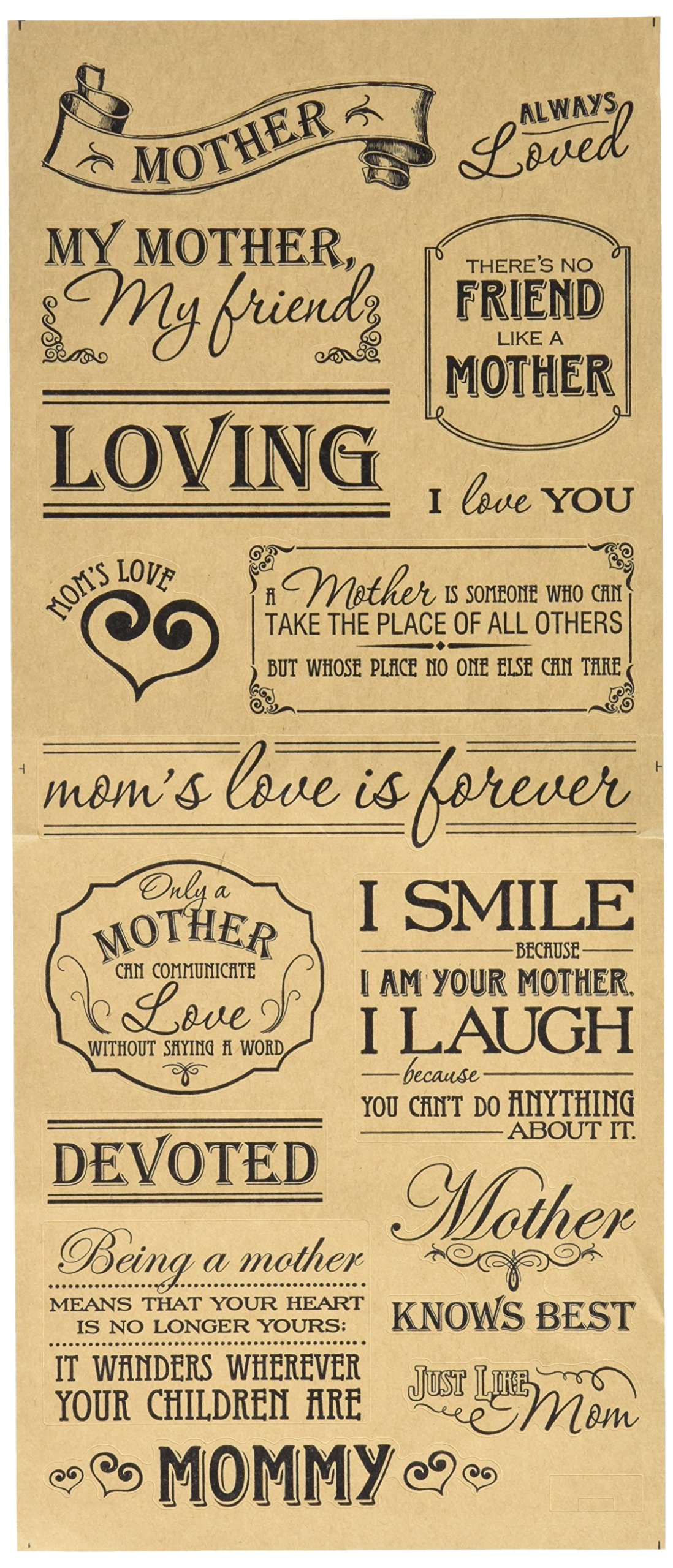 Multicraft Imports MultiCraft Kraft Sentiments Stickers-My Mother, Other, Multicoloured, 0.25x13.97x34.92 cm