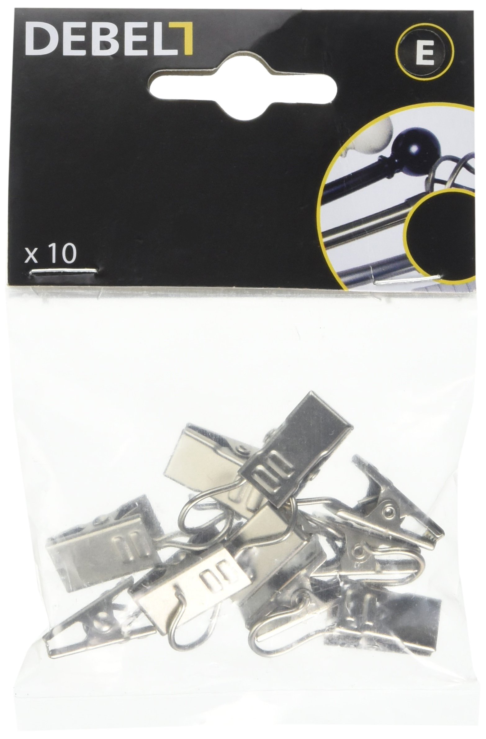DEBEL Clips for ring 10 pcs. satin, Metal, 12x8x1 cm