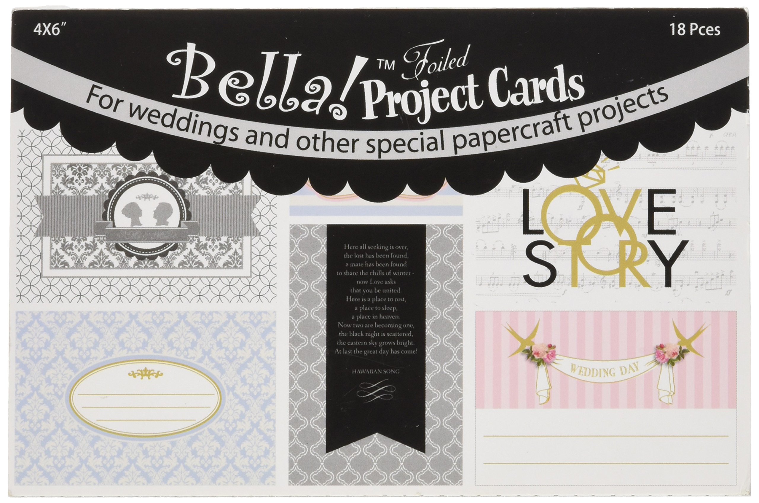 Ruby Rock-It Bella Wedding Project Cards Die-Cuts 4 x 6-inch, 1-with Foil Accents