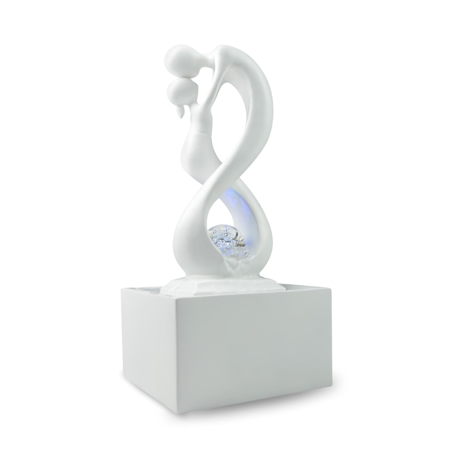 Zen'Light Amor Modern Indoor Fountain White with Colourful LED Light – Contemporary Art Design, Ideal for Meditation and Relaxation – Original Closed Circuit Design Rotating Ball – 31 x 14 x 14 cm
