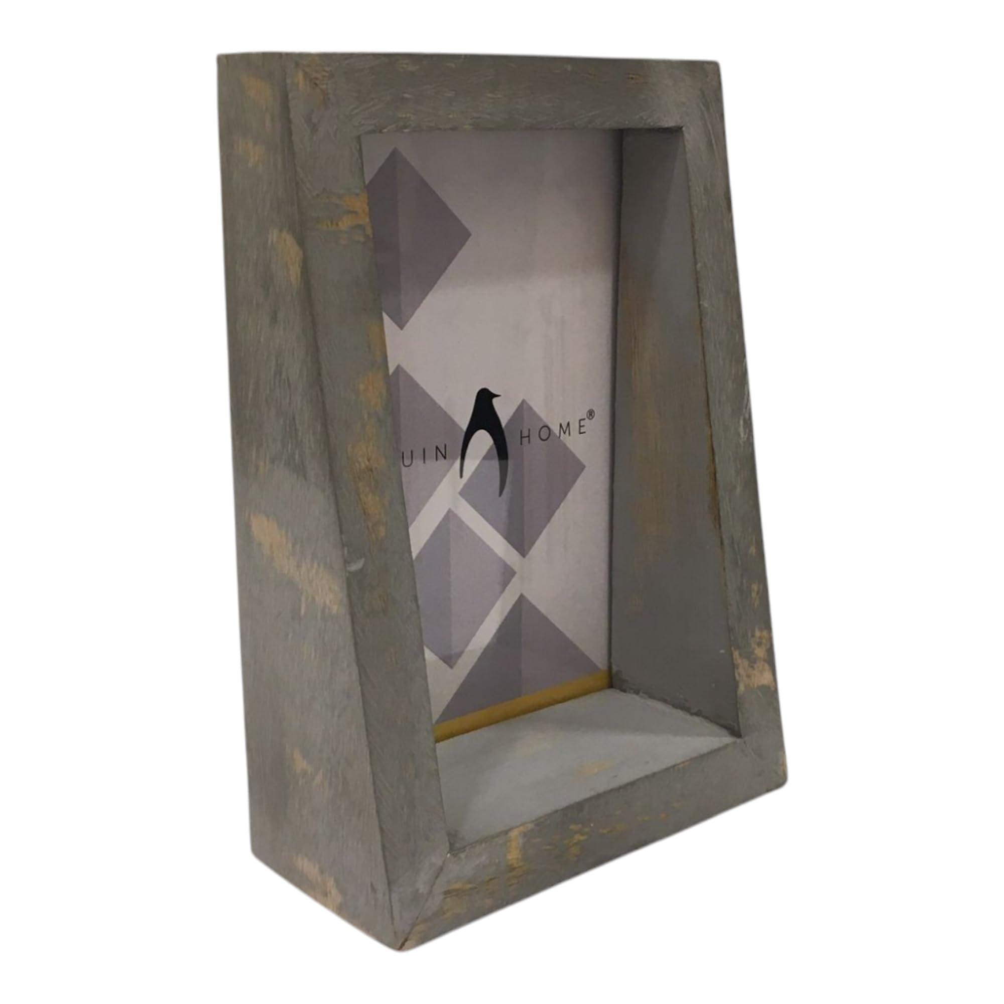 Penguin Home Mangowood Vertical Photo Frame 4"X6" (10 X 15 CM)- Grey Distress Finish, Rustic Vintage Style, Handcrafted Wooden Picture Frame for Wall or Tabletop Display, Ideal for Home Decor, Gifts