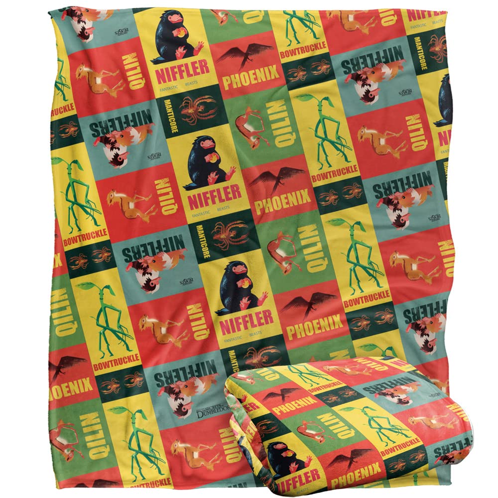 FANTASTIC BEASTS The Secrets of Dumbledore Blanket, 152 x 127 cm Beasts Pattern Silky Touch Super Soft Throw Blanket