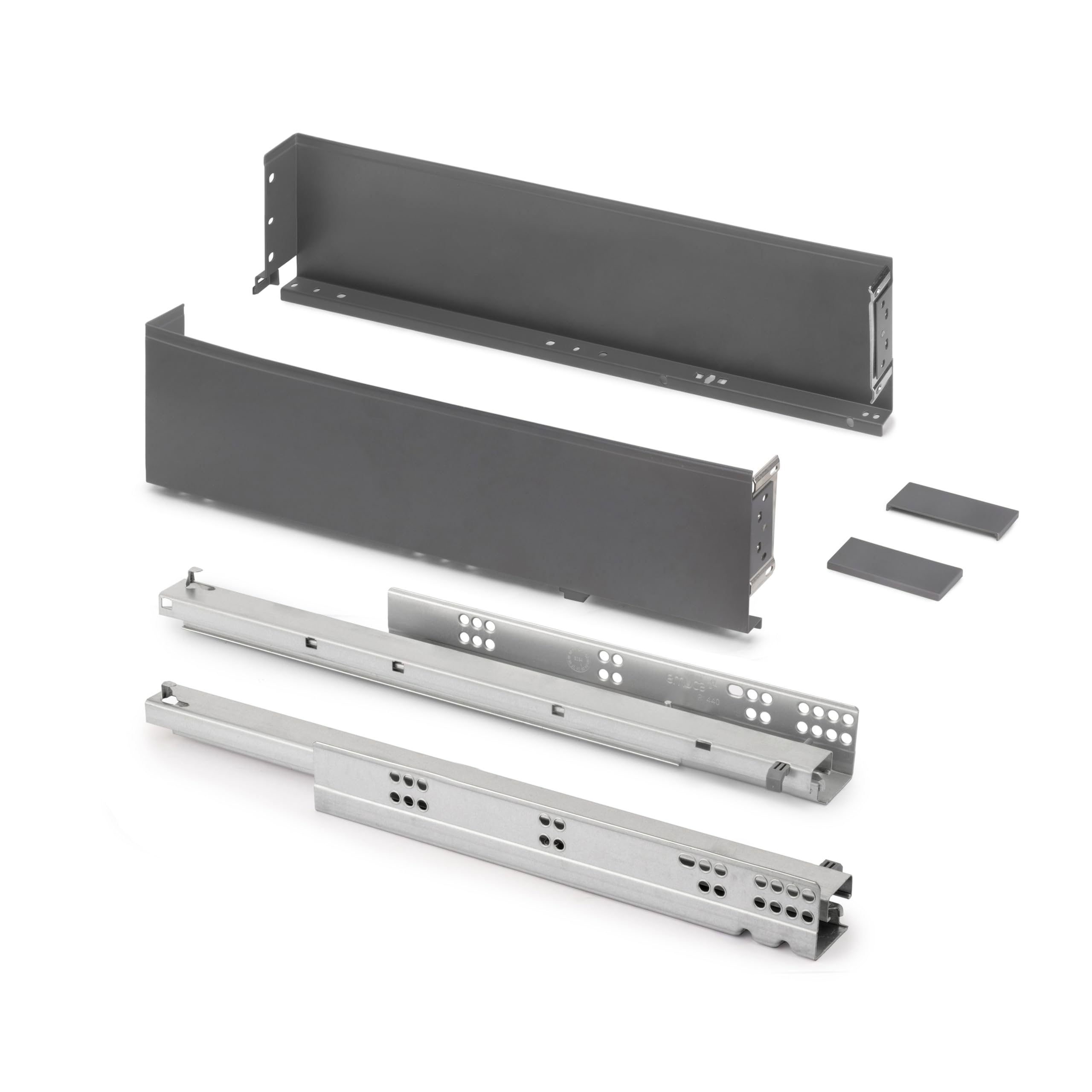 Emuca - Simplex 25kg (55,1 lb) External Drawer Height 122mm (4,8"), Depth 440mm (17,3"), Steel, Anthracite Grey