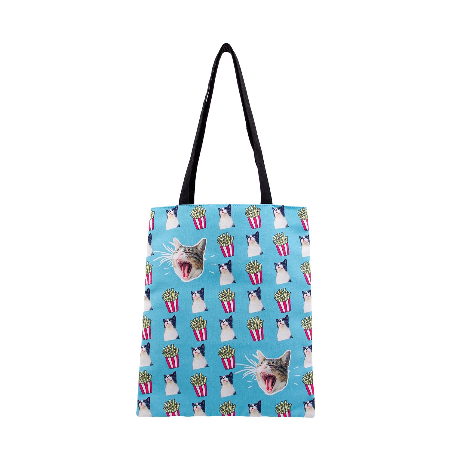 Oh My Pop! Angry Cat-Shopping Bag, Turquoise, 33 x 40 cm