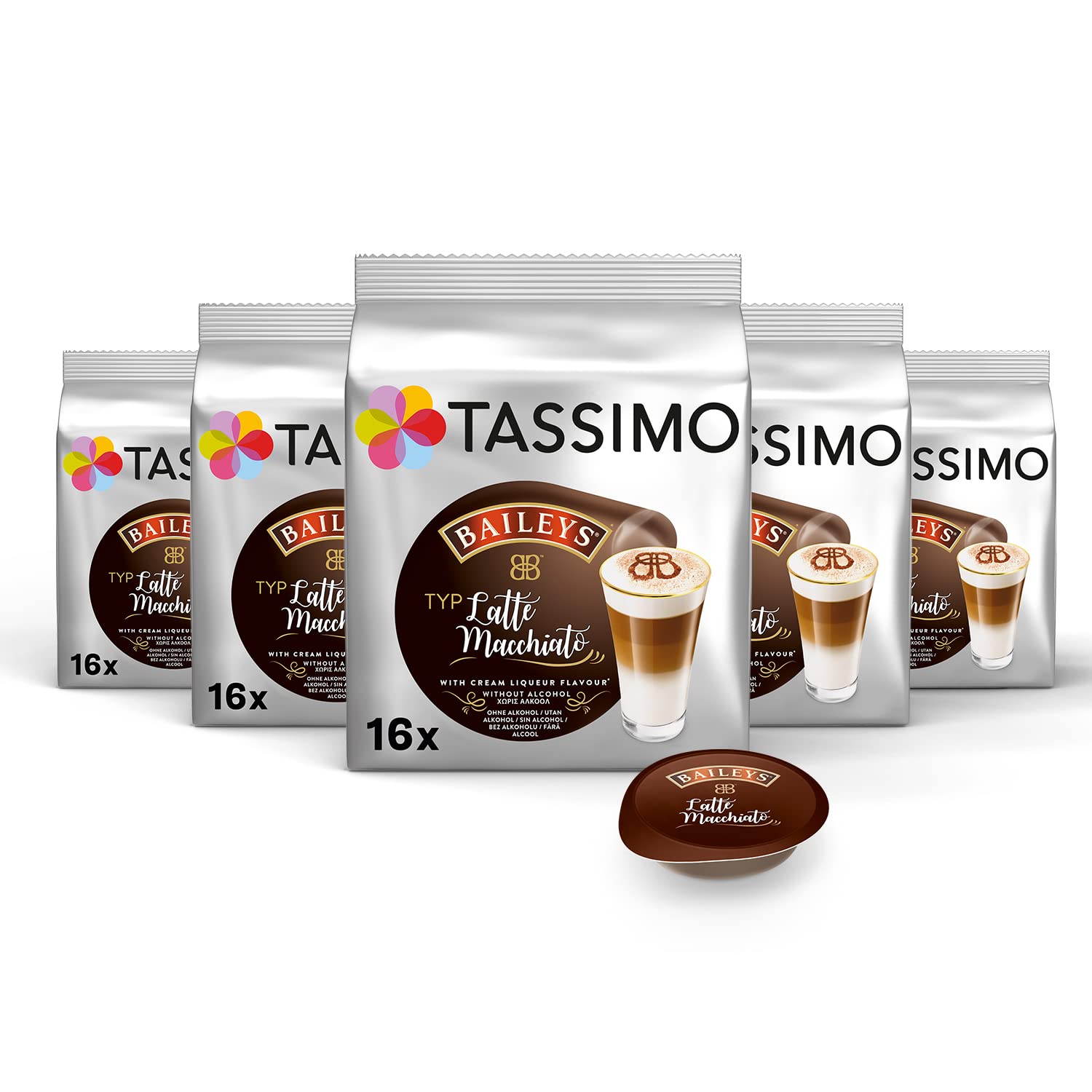 Tassimo Kapseln Baileys Typ Latte Macchiato, 5 x 8 Pads, 40 Kaffeekapseln