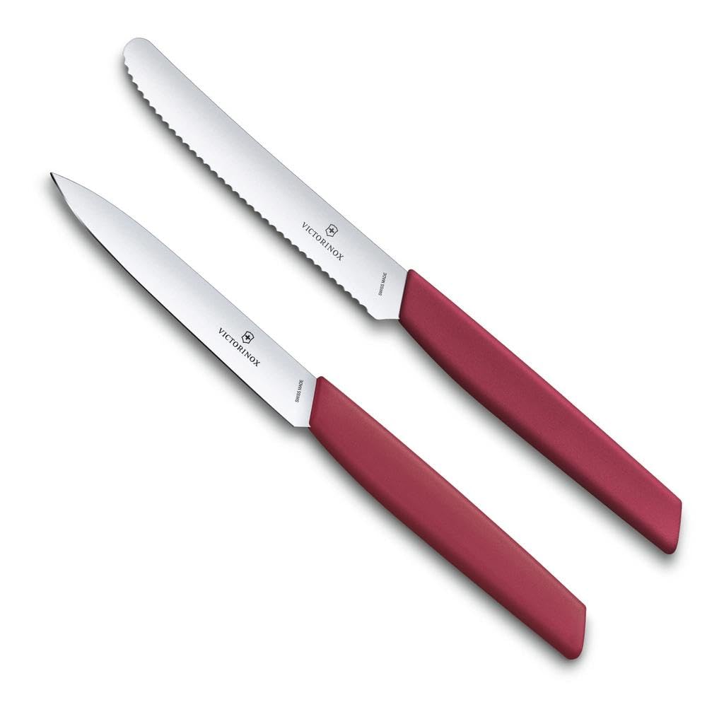 Victorinox Swiss Modern Set of Paring Knives Set of 2, Tomato Knife, Paring Knife, Wavy Edge, Straight Edge, Extra Sharp, Swiss Made