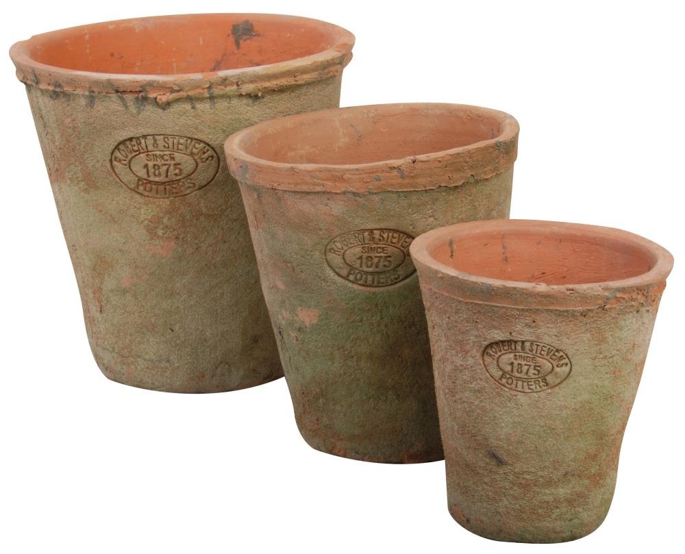 Esschert Design AT01 16 x 16 x 17cm Aged Terracotta Round Pots (Set of 3)