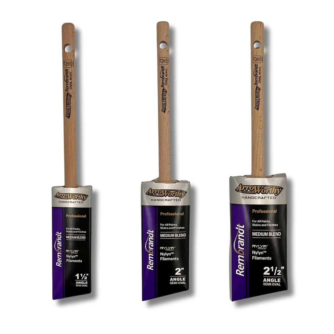 Arroworthy Rembrandt Semi Oval Pencil Angled Paint Brush Box Set 6445 1.5" 2" and 2.5" inch