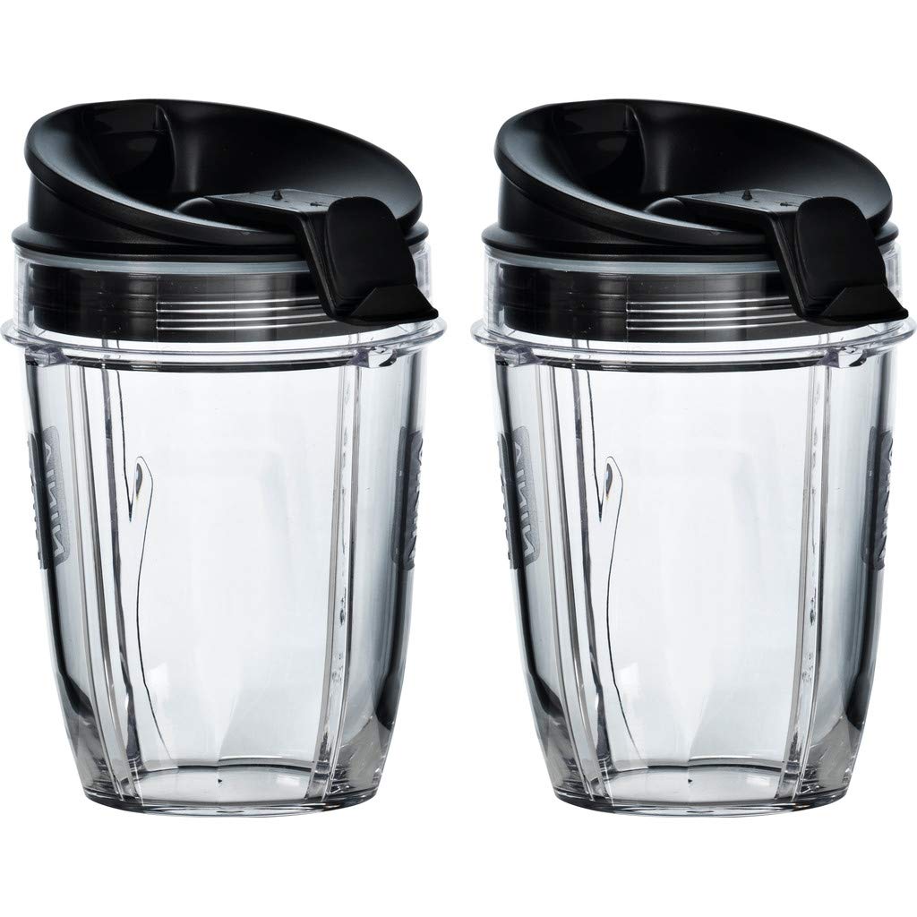 Ninja 2X 650ml Cups with Sleeves [XSK652UK] Official Accessory, Compatible with Selected Ninja Blenders, Clear/Black