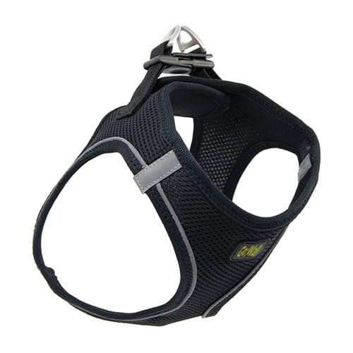 Happy Pet Dog Harness in Black with Easy Grab Handle and Locking Buckles Extra Strong Soft Padded Walking Training Pet Vest - Small